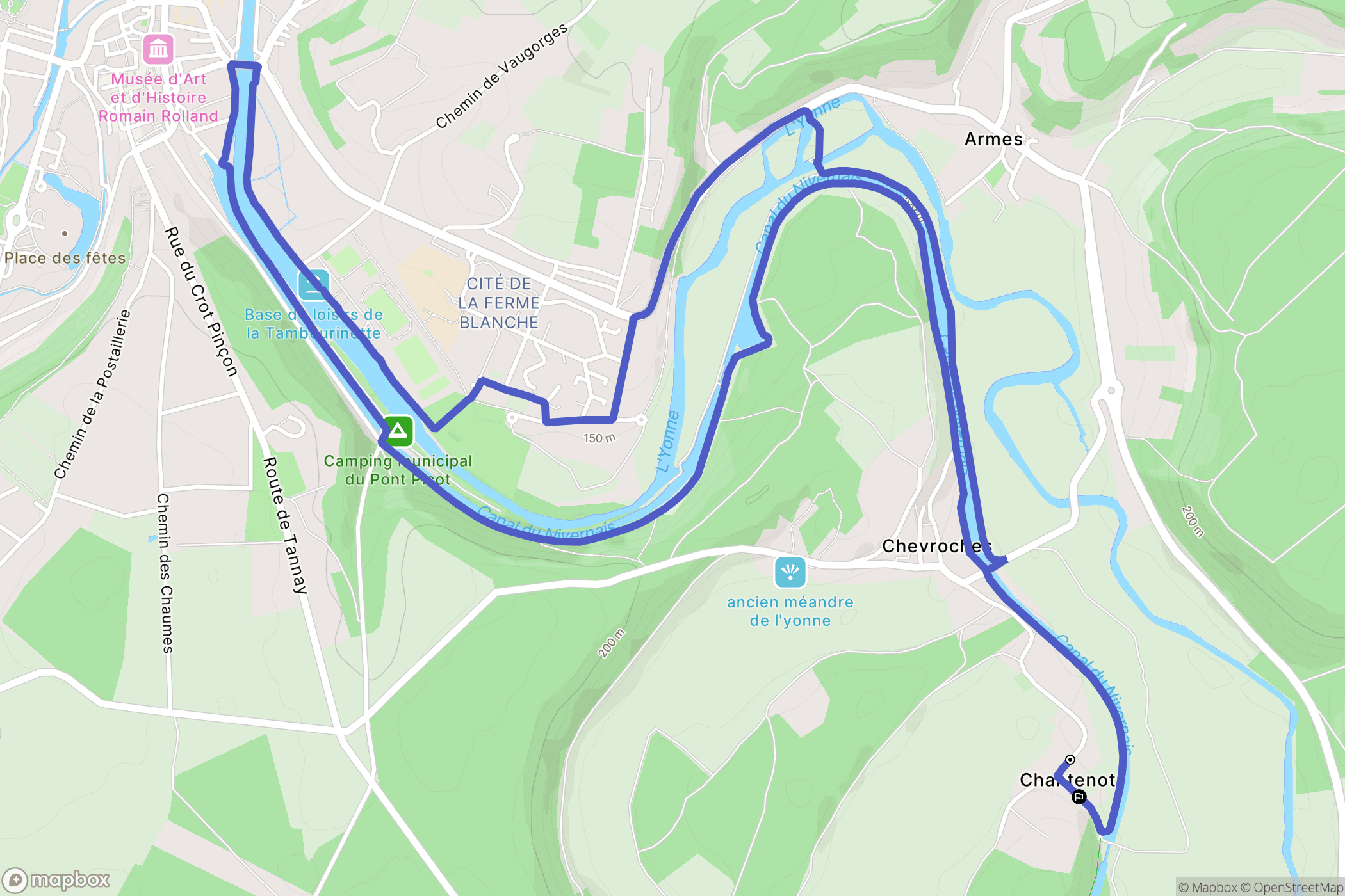 Chevroches : carte du parcours de randonnée - France