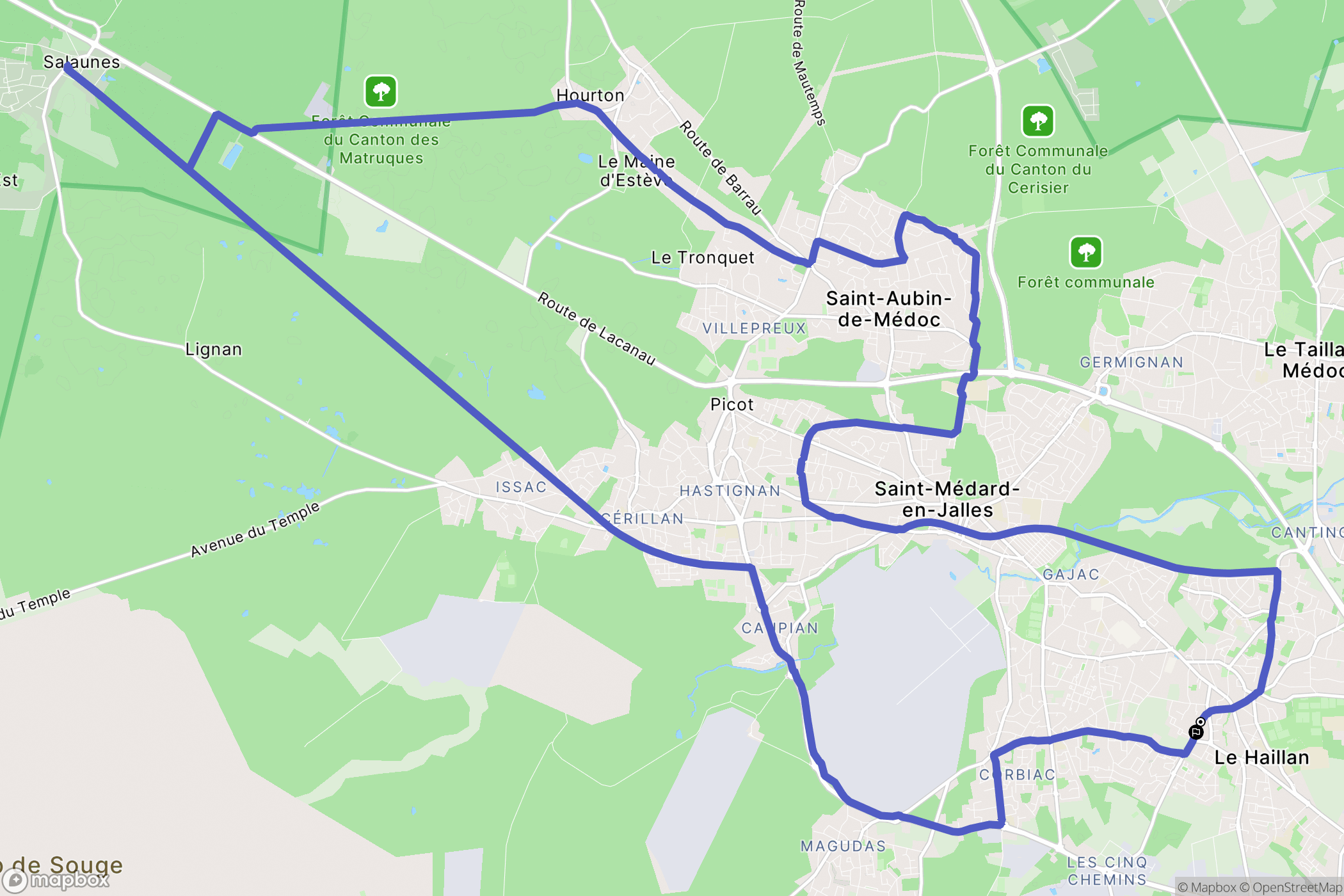 Le Haillan : carte du parcours de randonnée - France