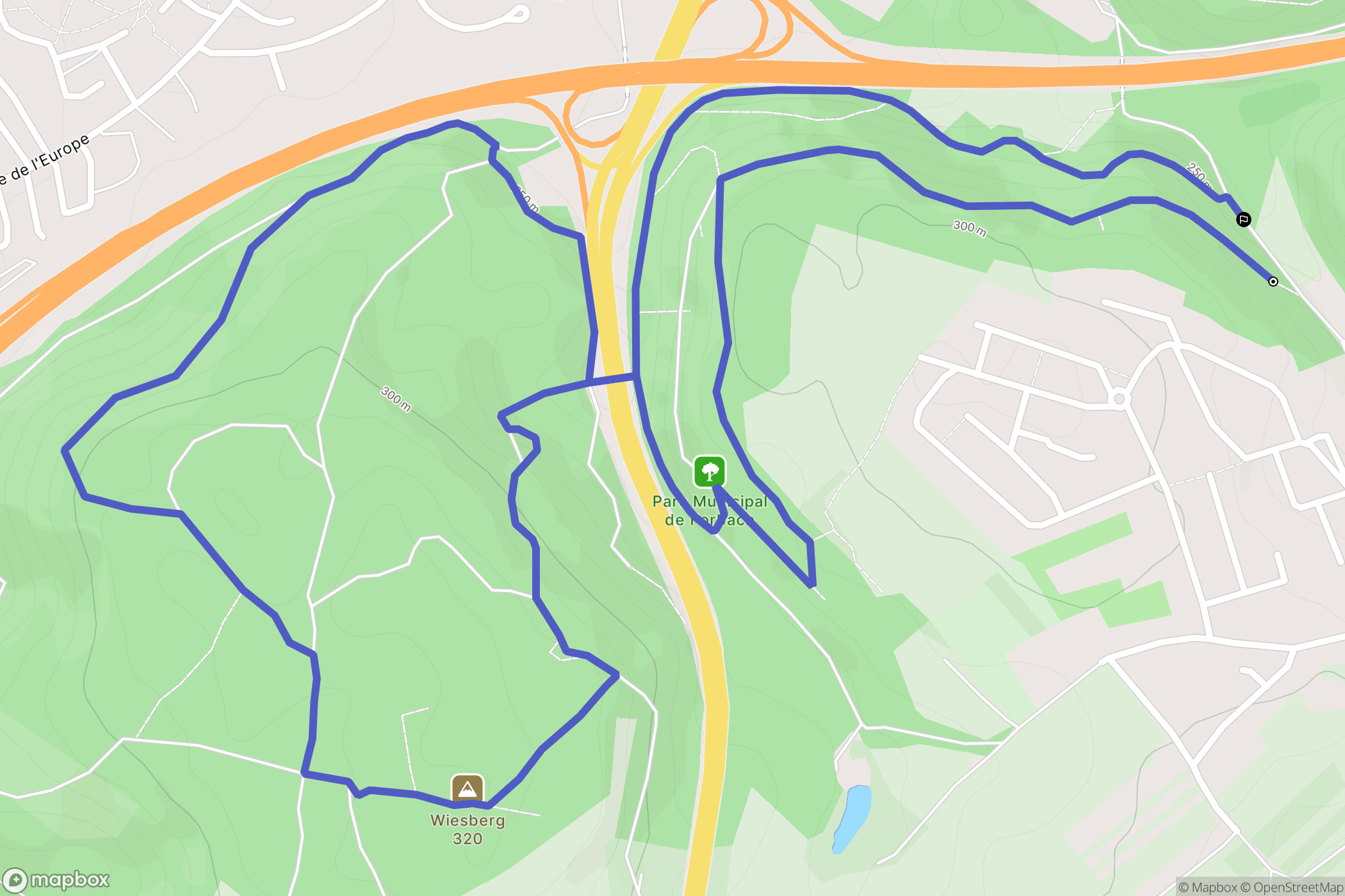 Œting : carte du parcours de randonnée - France