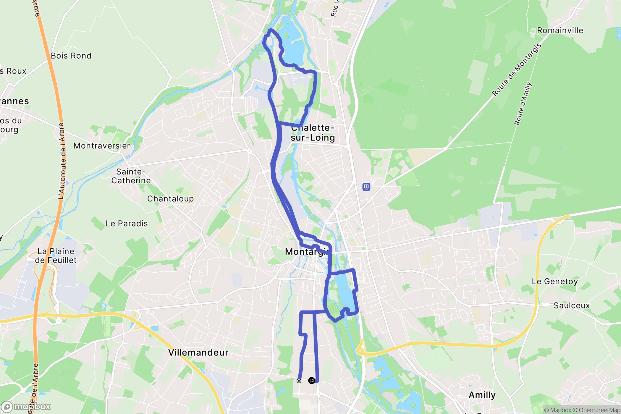 Amilly : carte du parcours de randonnée - France