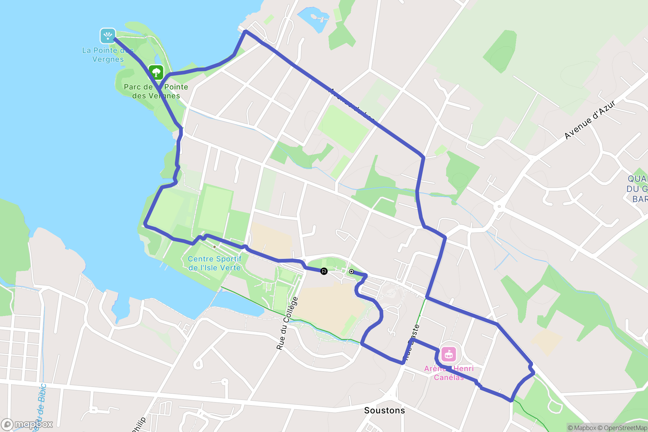 Soustons : carte du parcours de randonnée - France