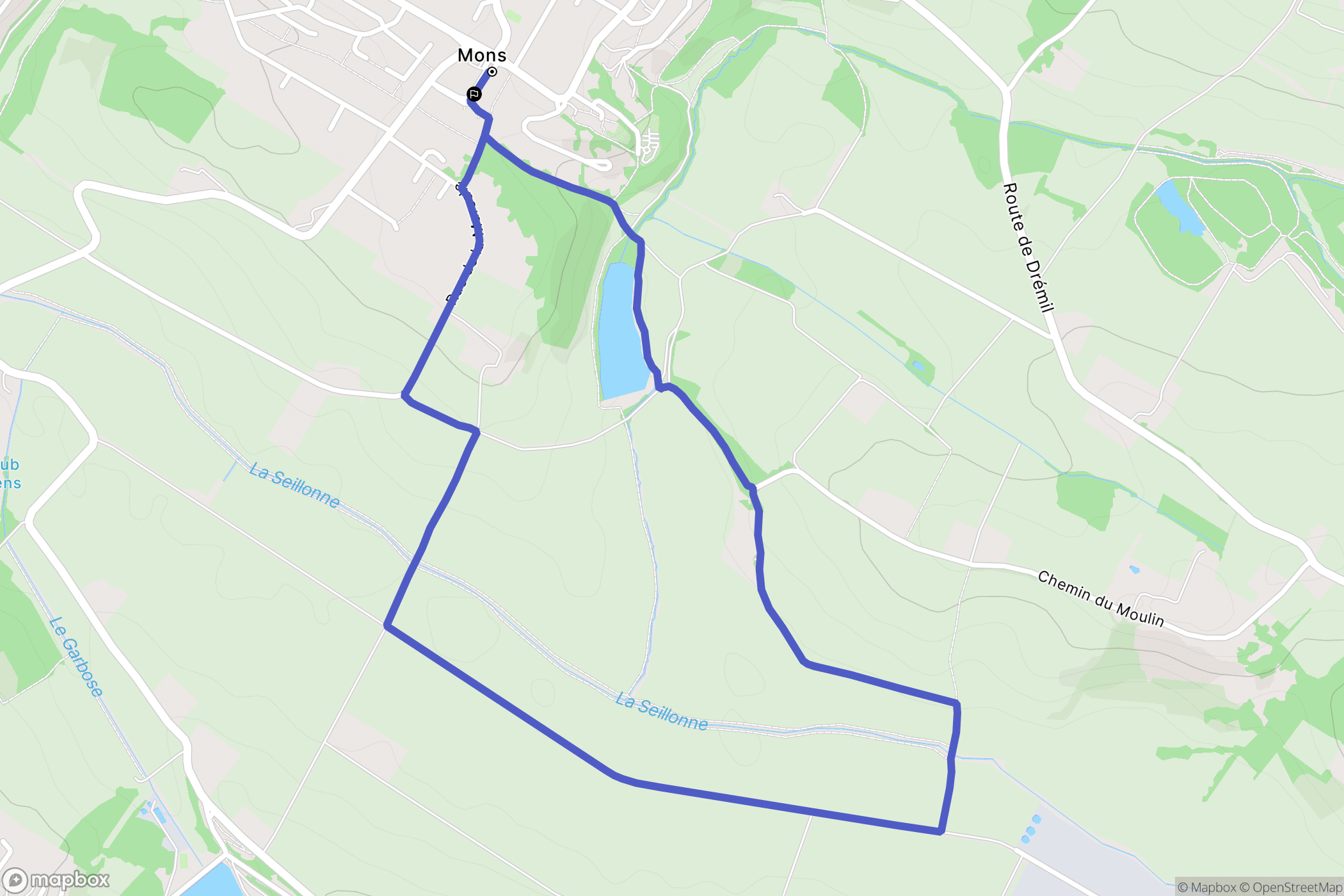 Mons : carte du parcours de randonnée - France
