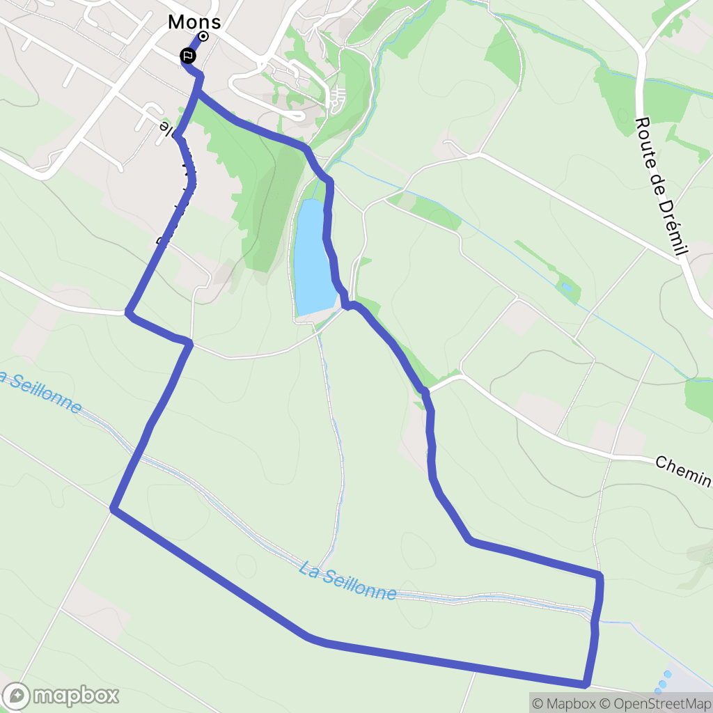 Mons : carte du parcours de randonnée - France