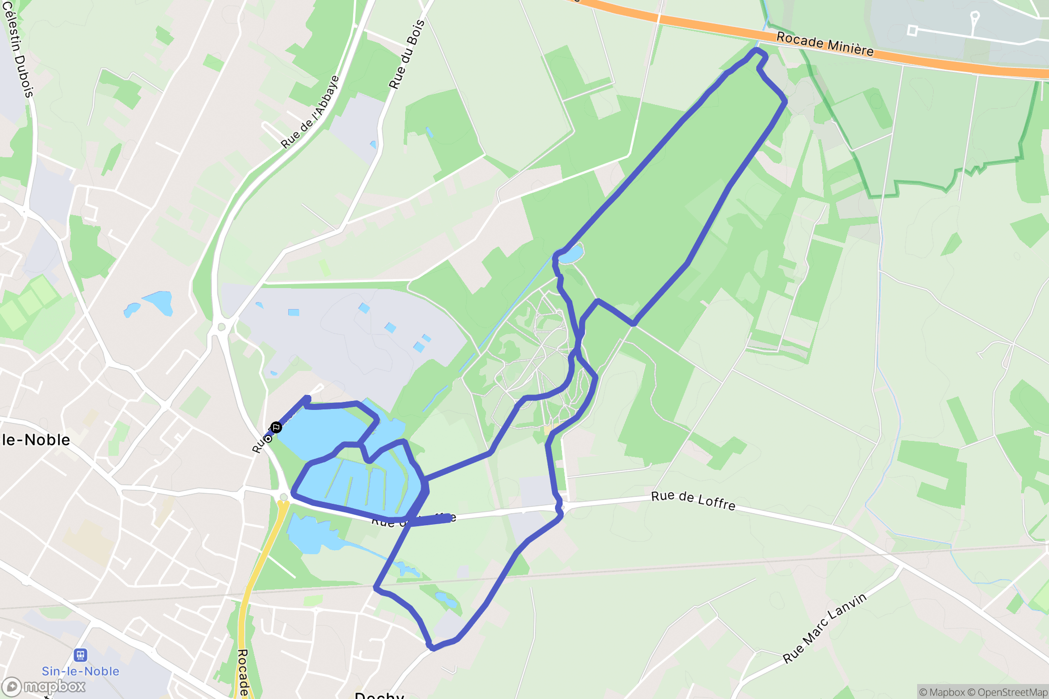 Sin-le-Noble : carte du parcours de randonnée - France