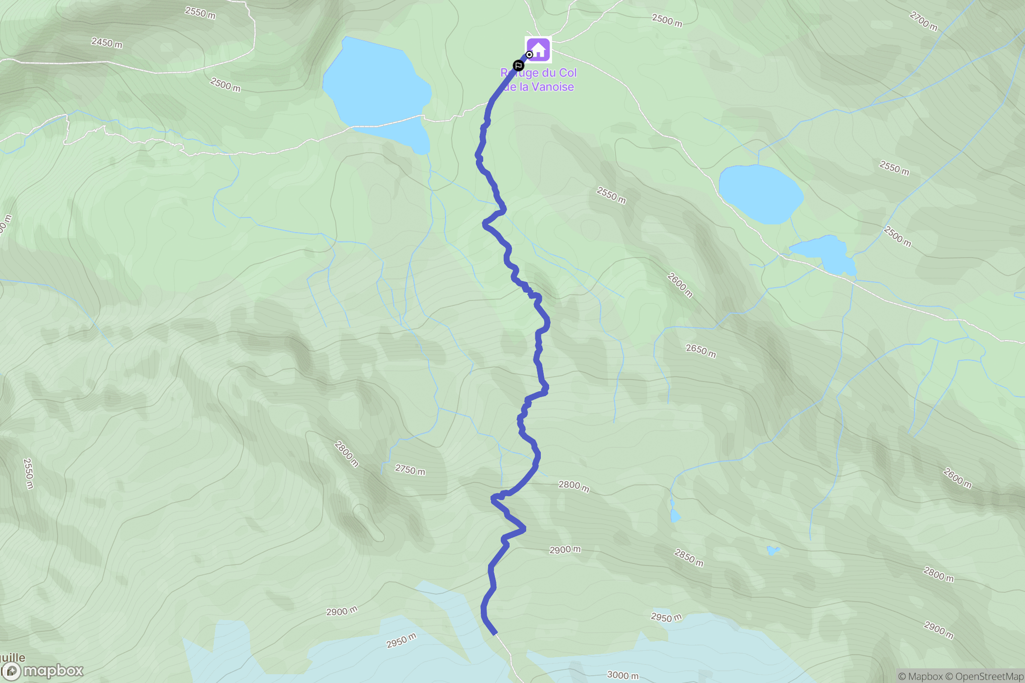 Pralognan-la-Vanoise : carte du parcours de randonnée - France