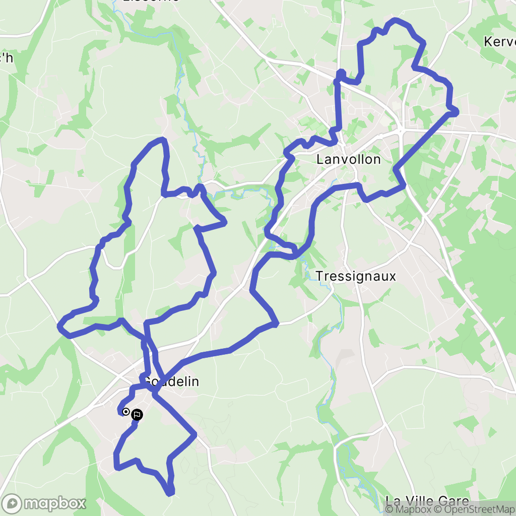 Goudelin : carte du parcours de randonnée - France