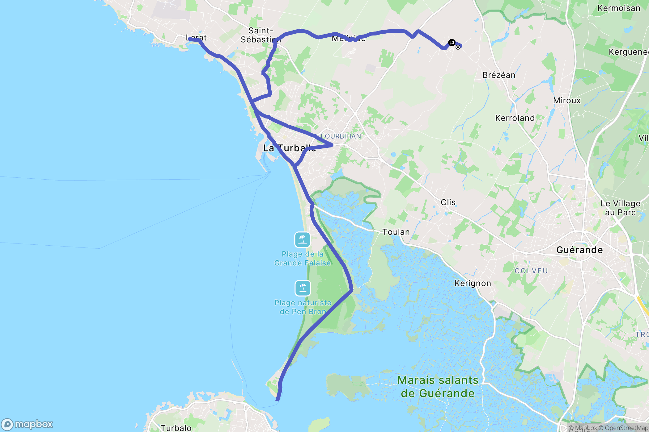 La Turballe : carte du parcours de randonnée - France