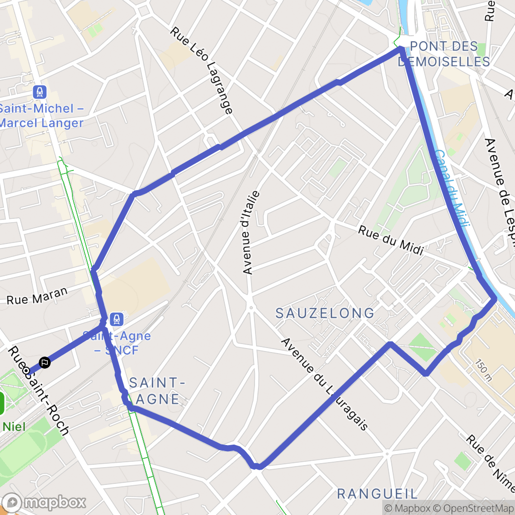 Toulouse : carte du parcours de randonnée - France