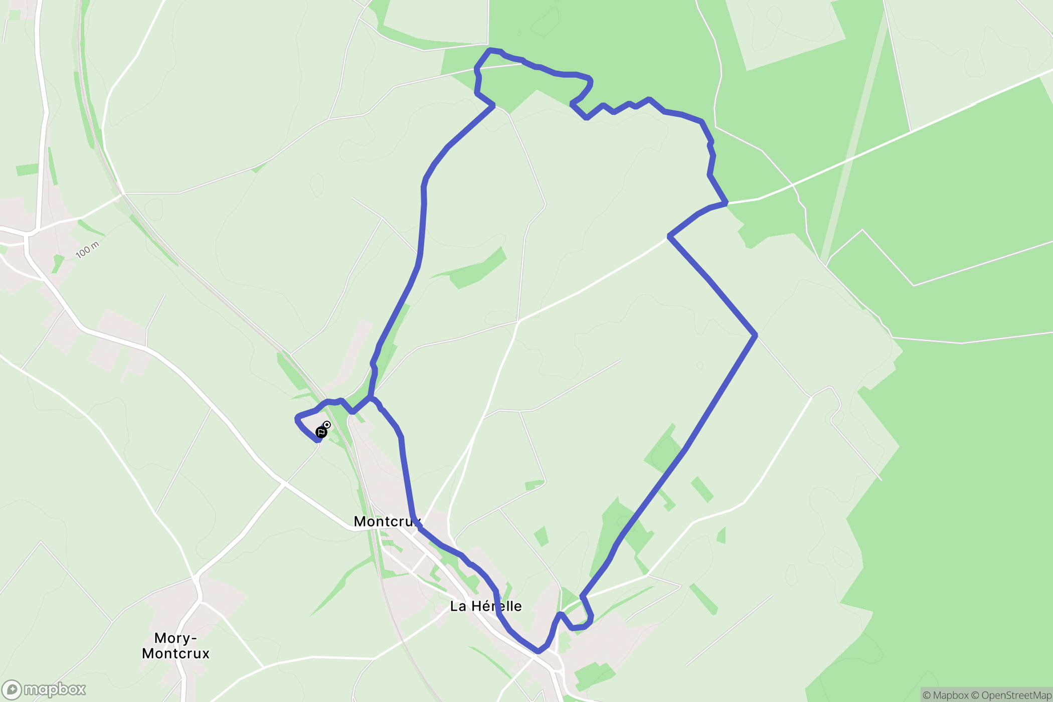 Mory-Montcrux : carte du parcours de randonnée - France