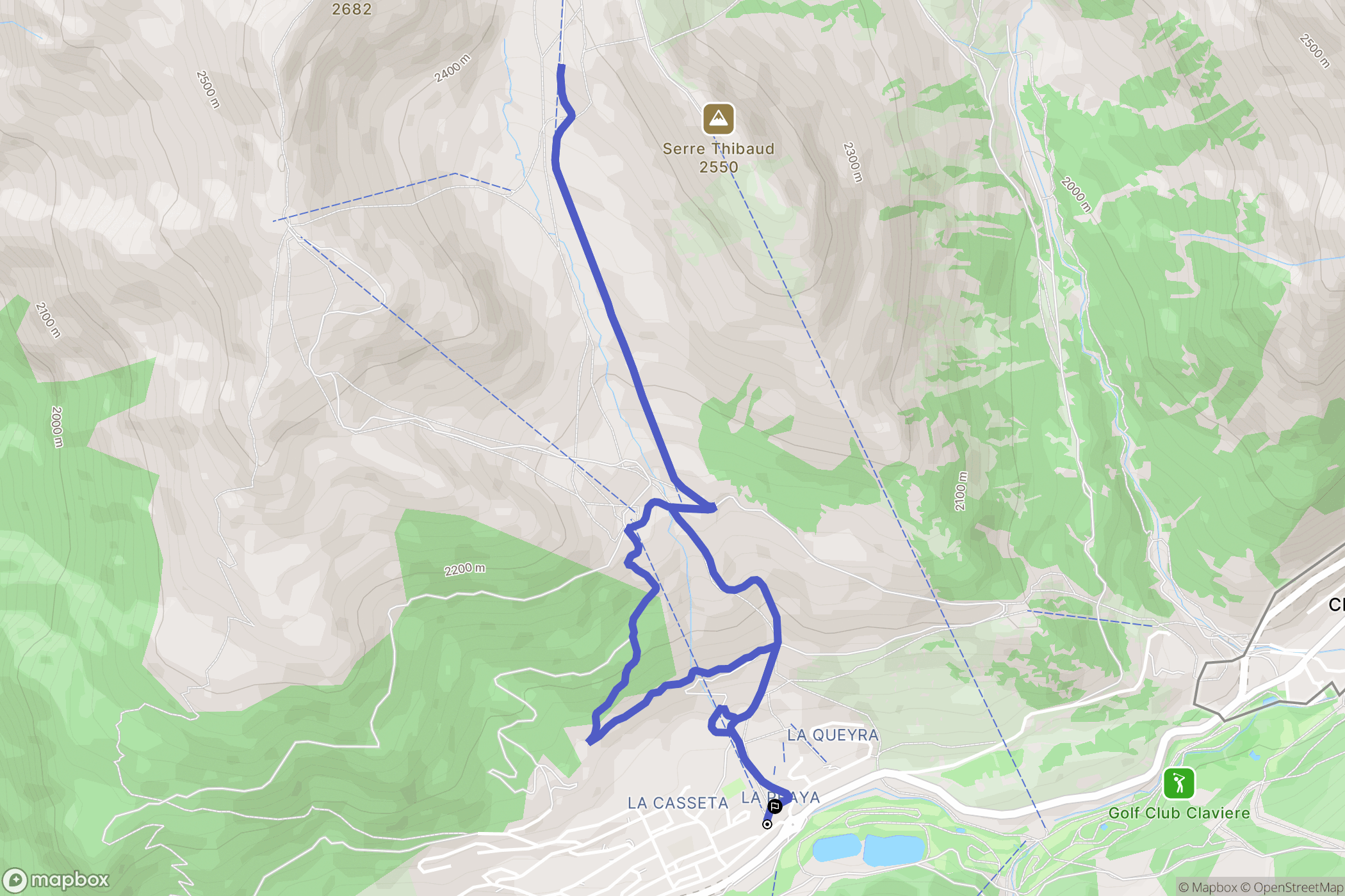 Montgenèvre : carte du parcours de randonnée - France