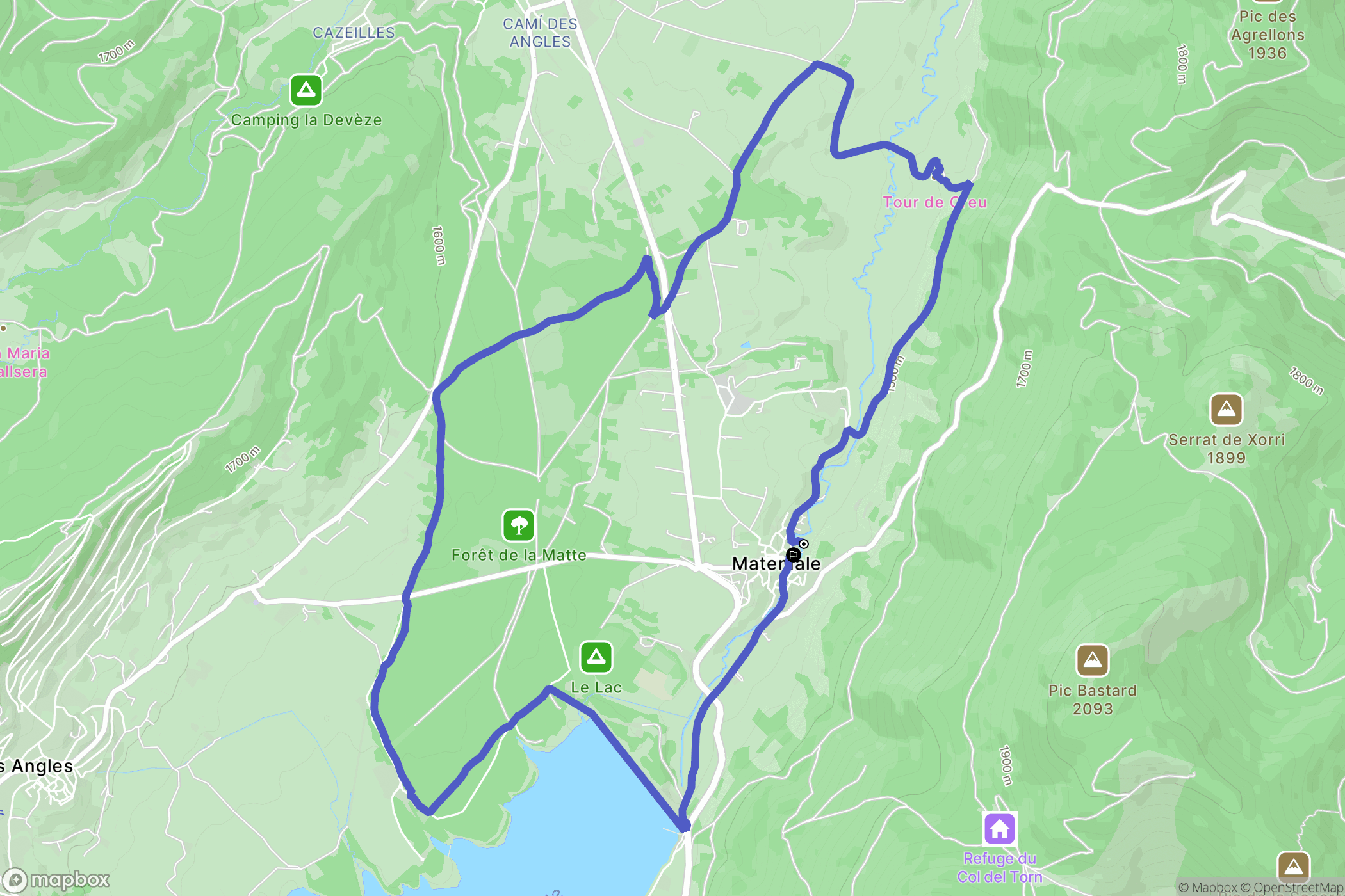 Matemale : carte du parcours de randonnée - France