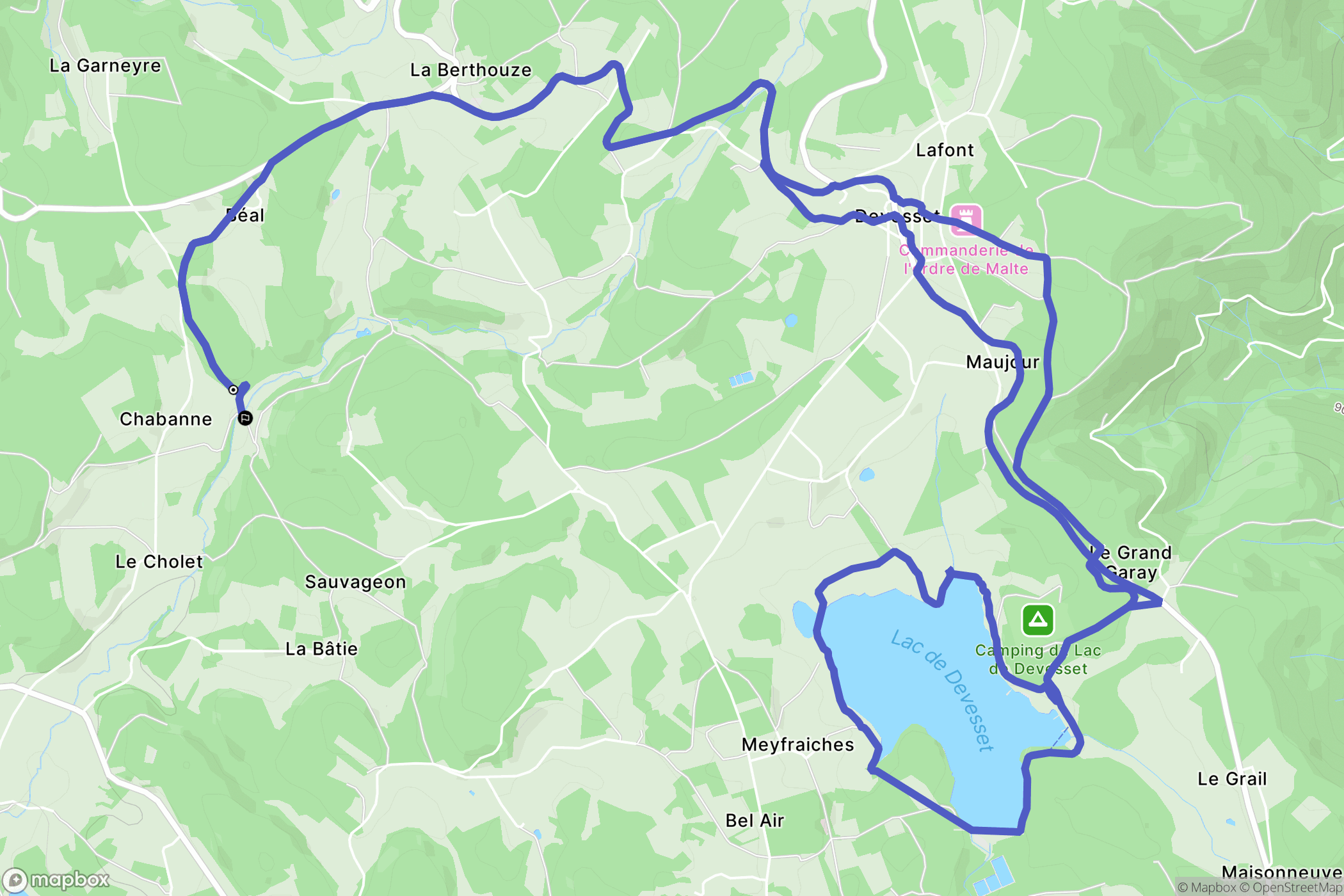 Devesset : carte du parcours de randonnée - France