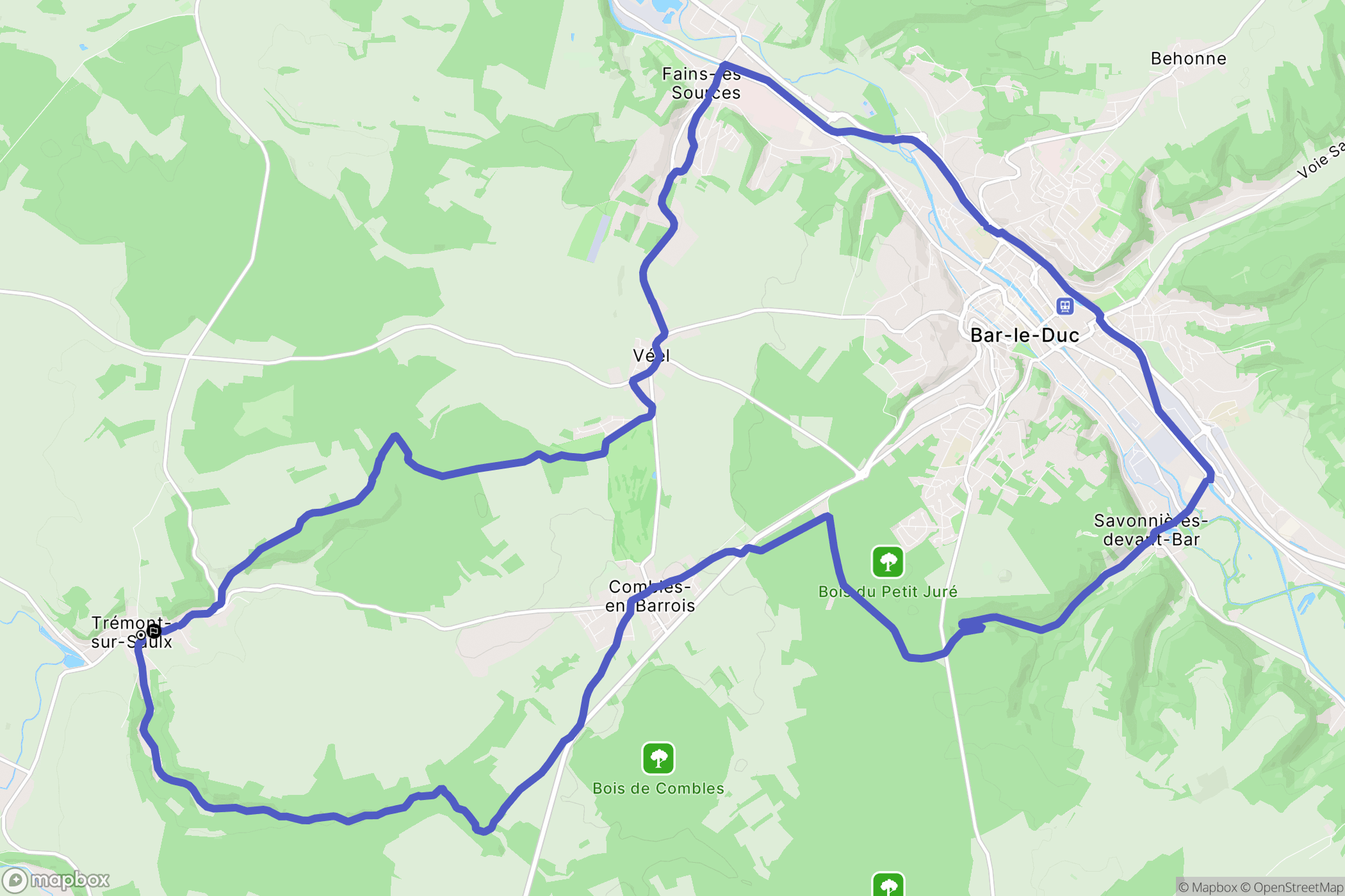 Trémont-sur-Saulx : carte du parcours de randonnée - France