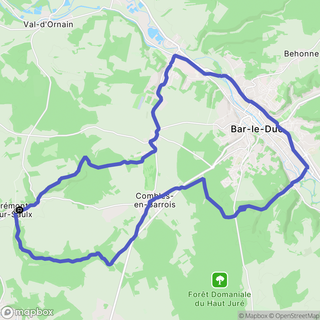 Trémont-sur-Saulx : carte du parcours de randonnée - France