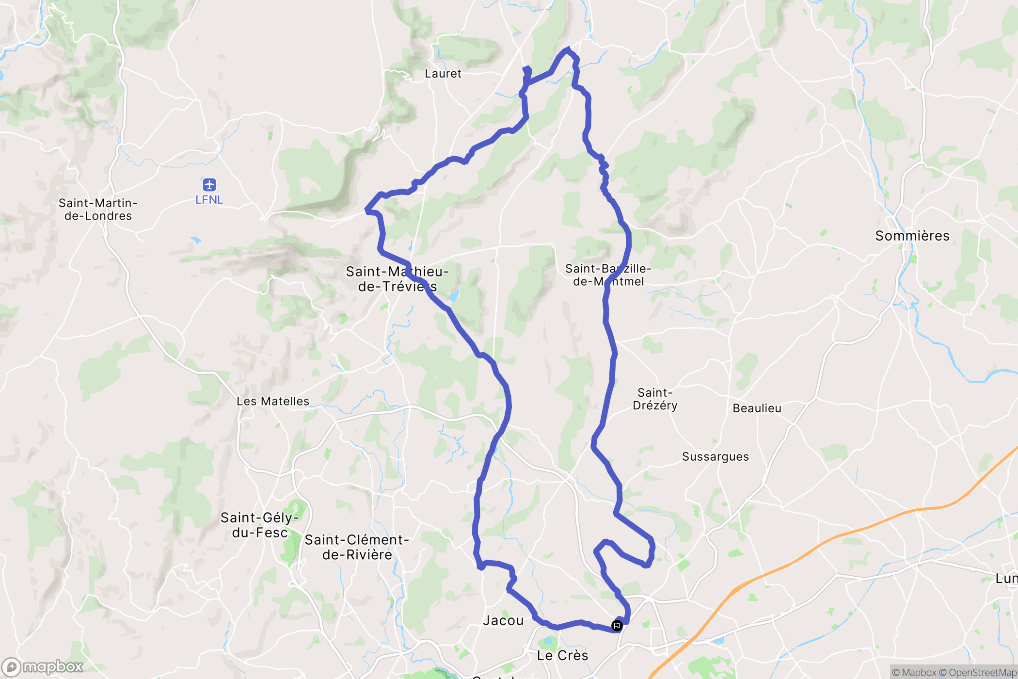 Vendargues : carte du parcours de randonnée - France