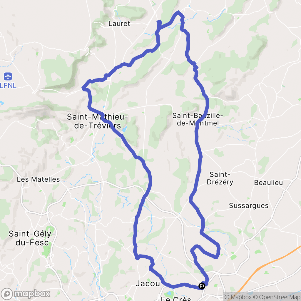 Vendargues : carte du parcours de randonnée - France