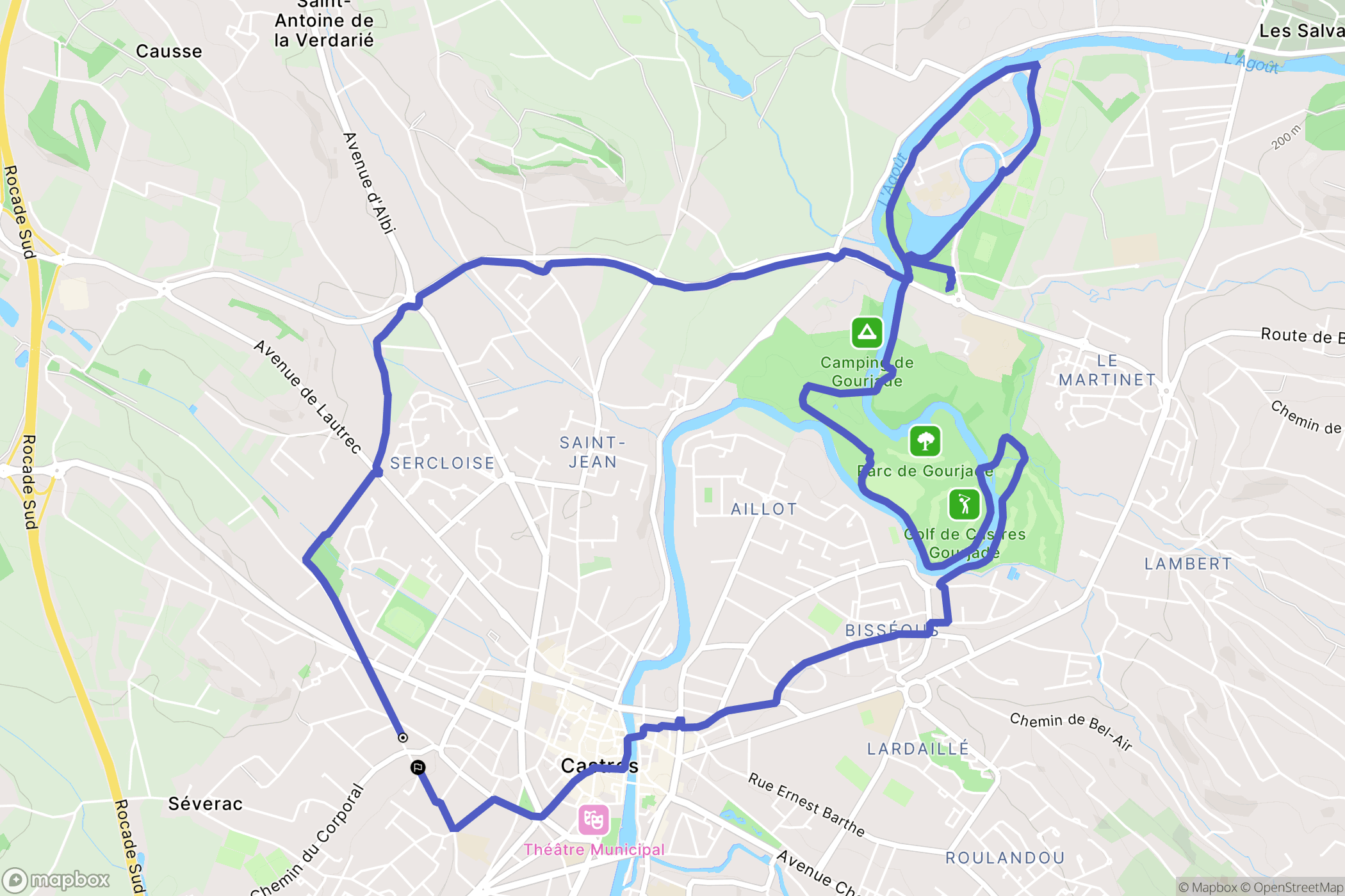 Castres : carte du parcours de randonnée - France