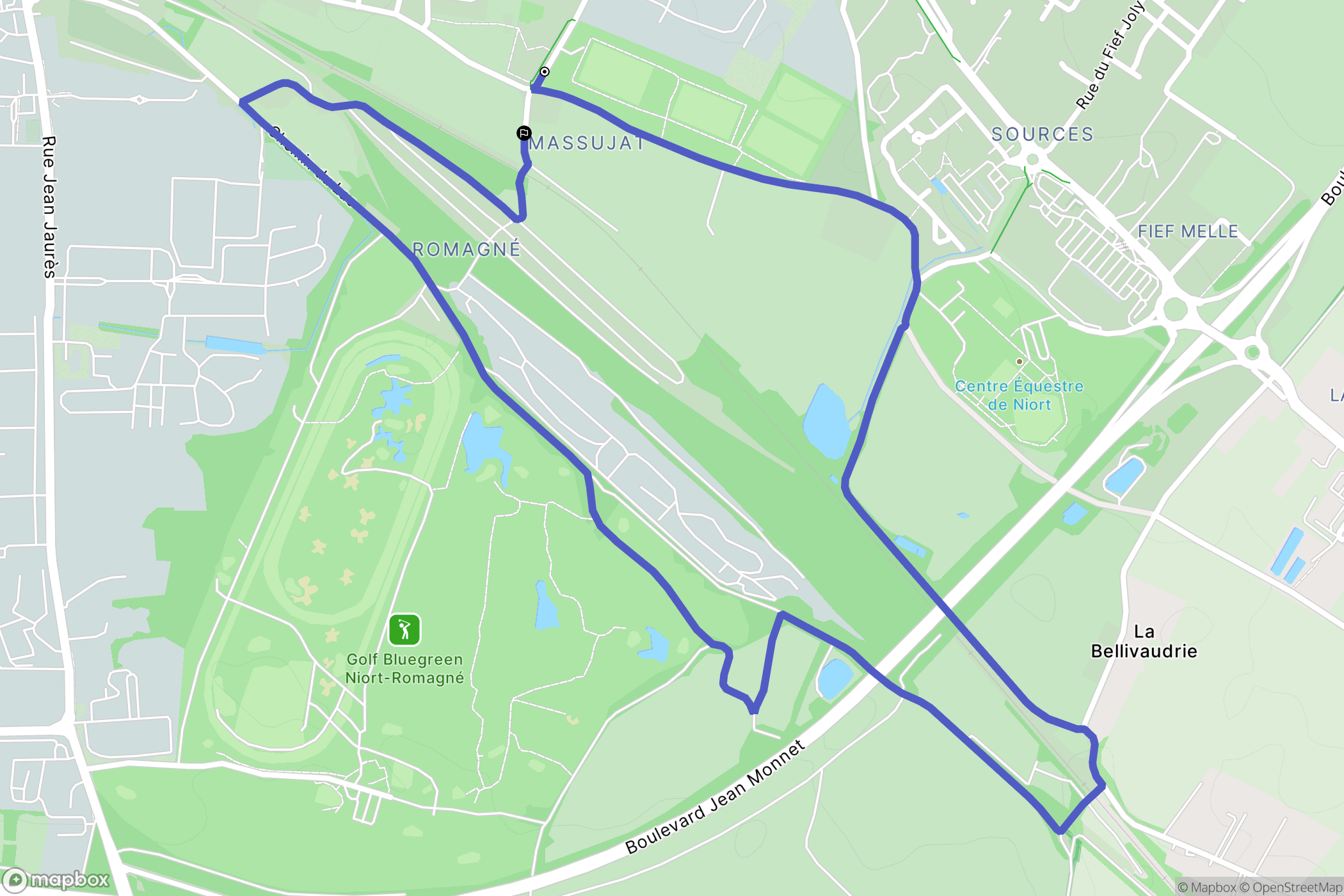 Niort : carte du parcours de randonnée - France