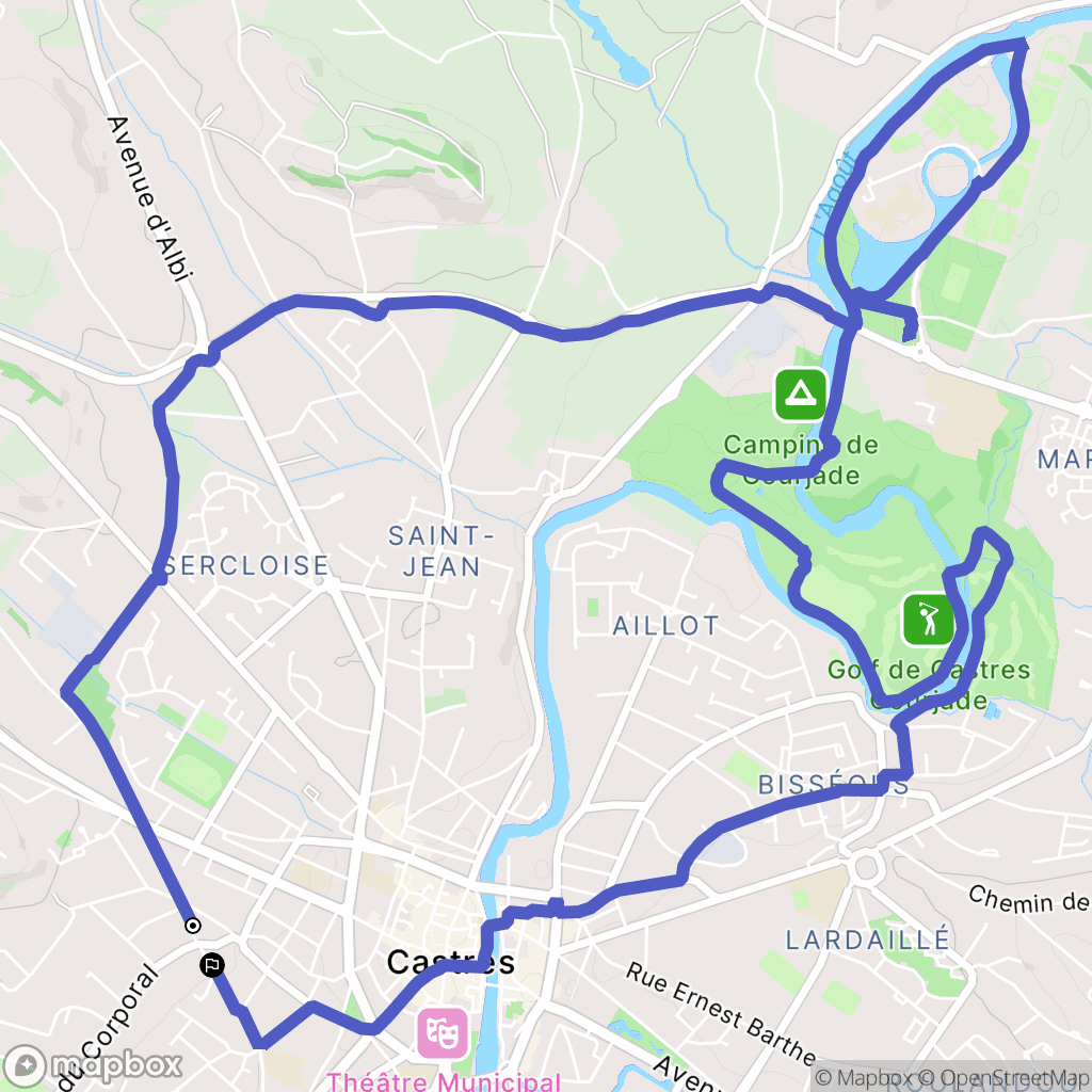 Castres : carte du parcours de randonnée - France