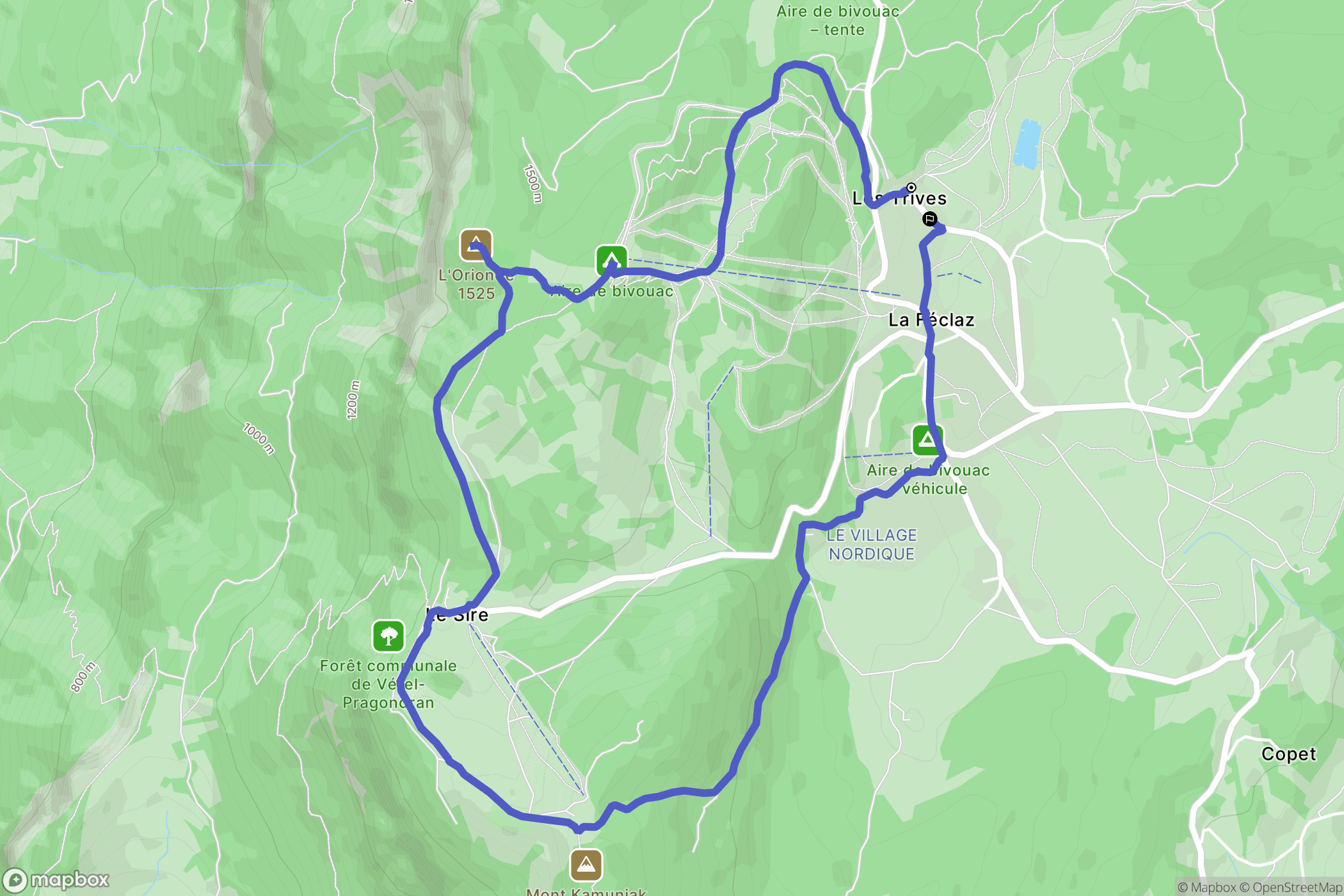 Les Déserts : carte du parcours de randonnée - France