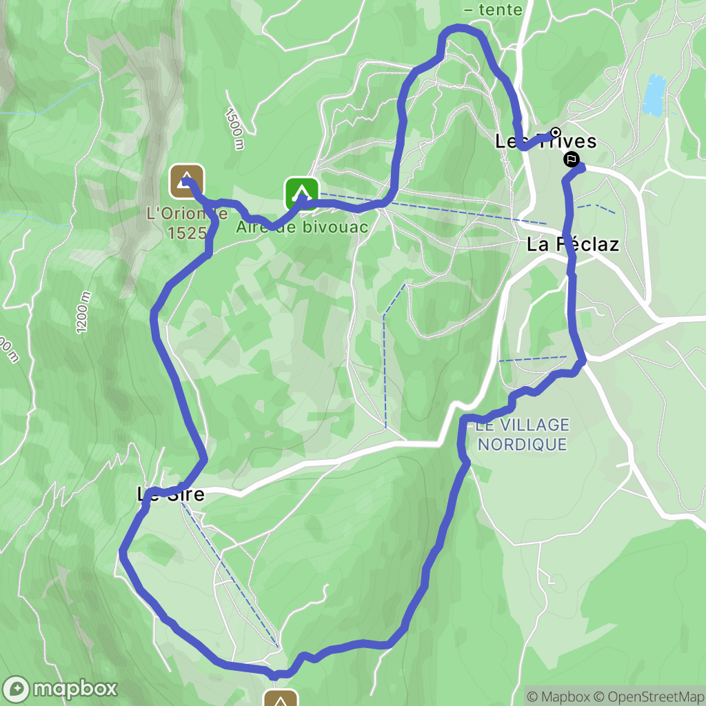Les Déserts : carte du parcours de randonnée - France