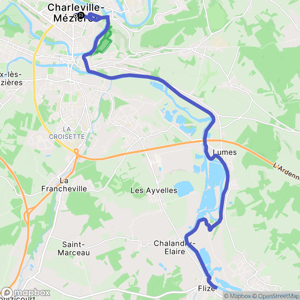 Charleville-Mézières : carte du parcours de randonnée - France