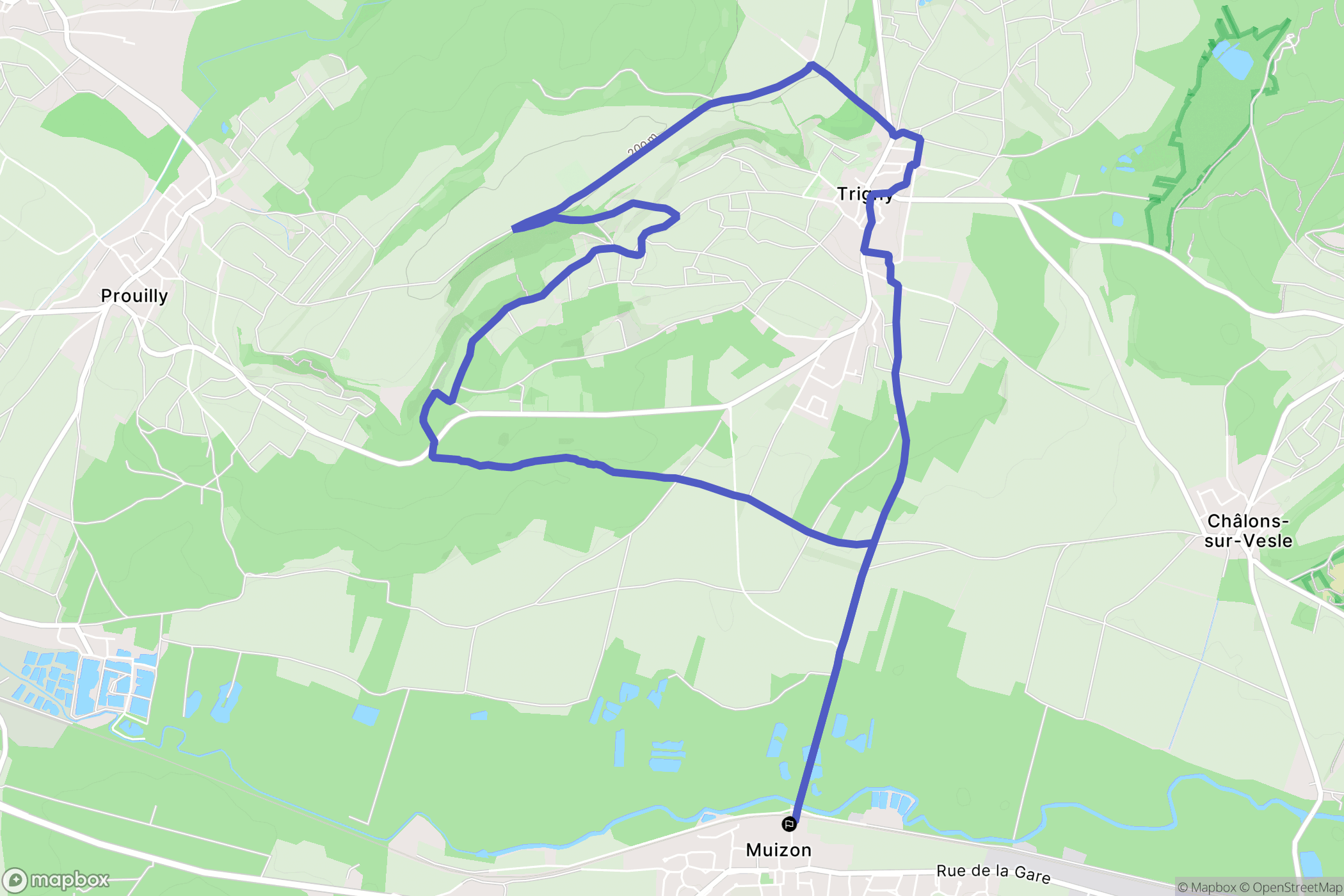 Muizon : carte du parcours de randonnée - France