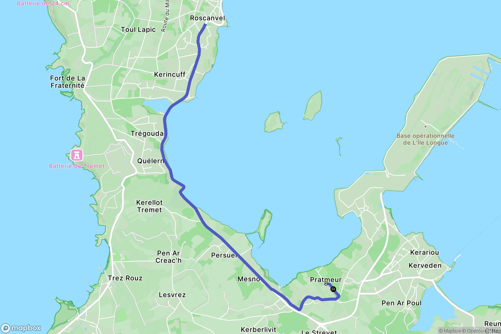 Crozon : carte du parcours de randonnée - France