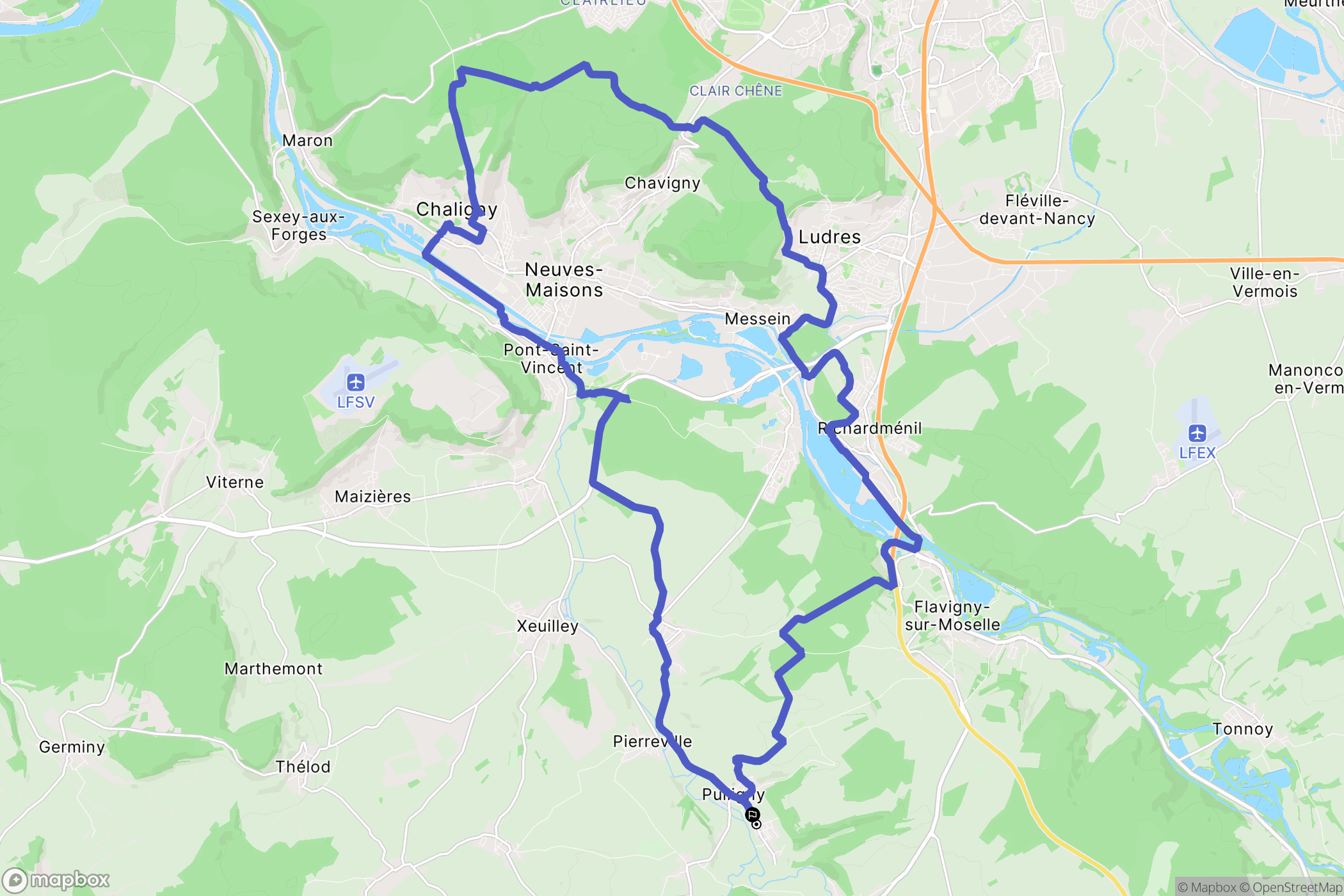 Pulligny : carte du parcours de randonnée - France