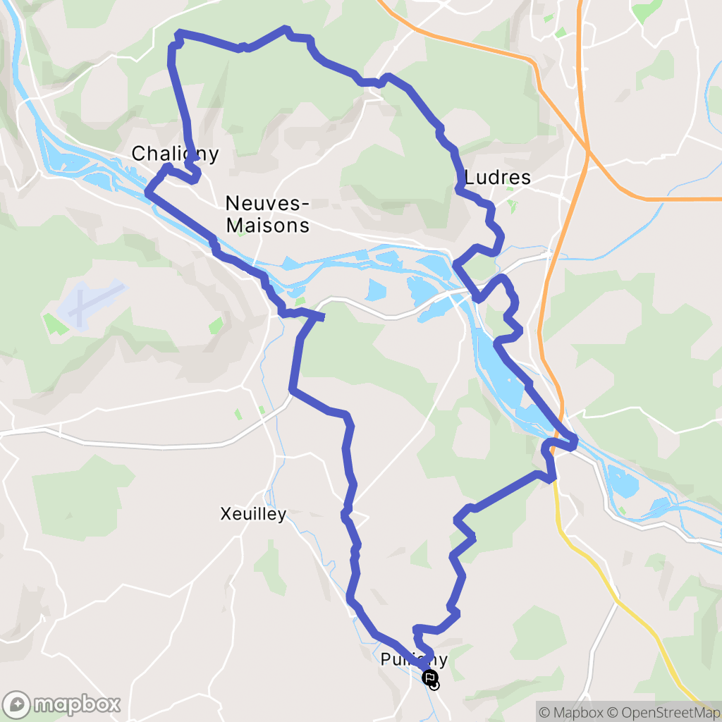 Pulligny : carte du parcours de randonnée - France