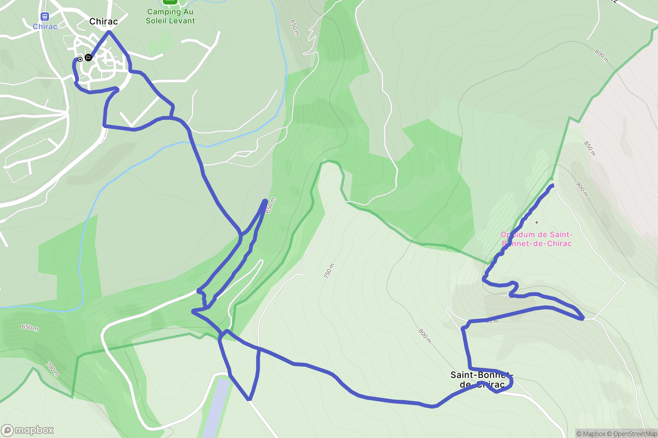 Bourgs sur Colagne : carte du parcours de randonnée - France