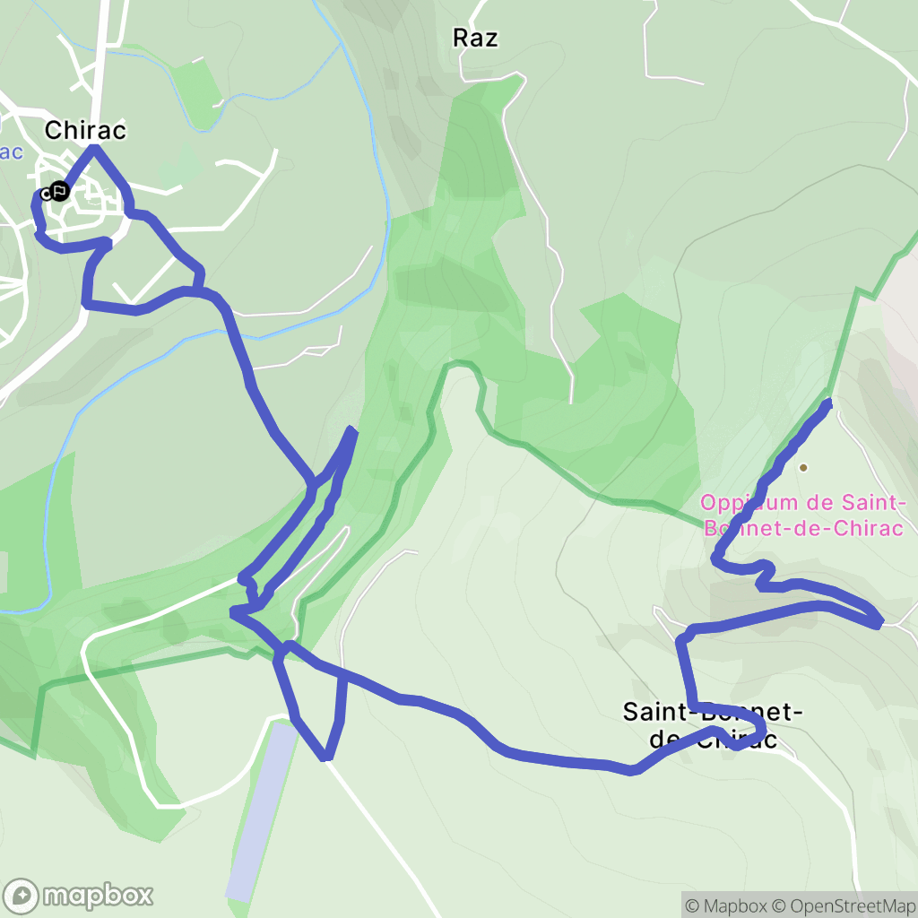 Bourgs sur Colagne : carte du parcours de randonnée - France