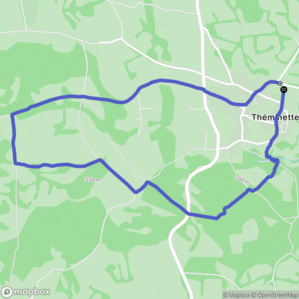 Théminettes : carte du parcours de randonnée - France