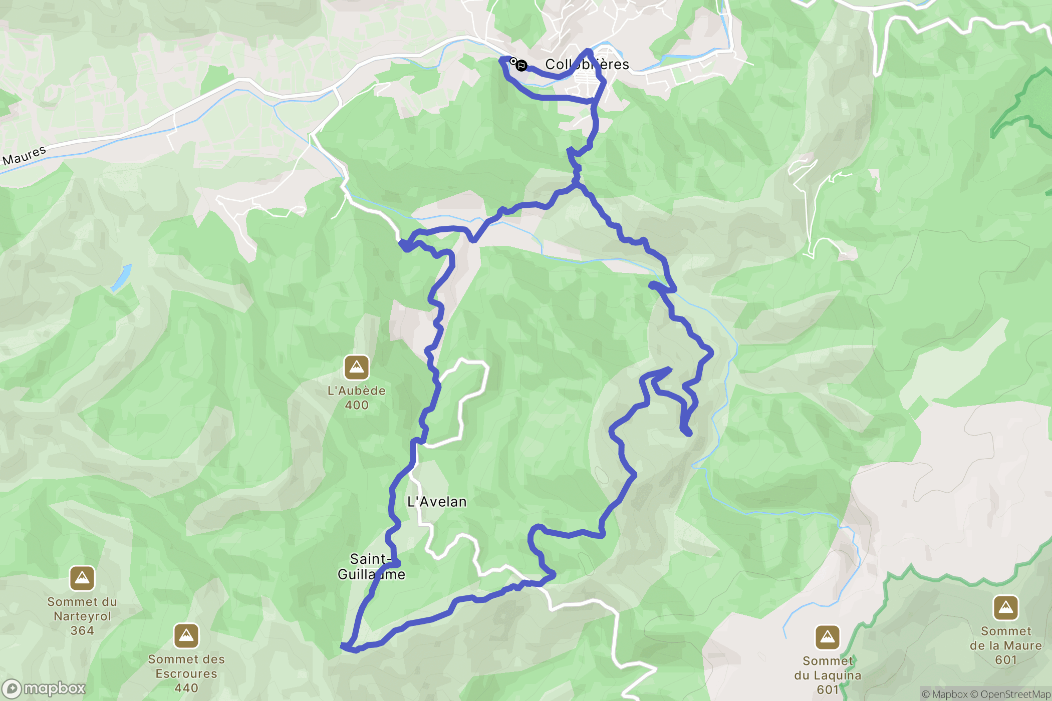 Collobrières : carte du parcours de randonnée - France