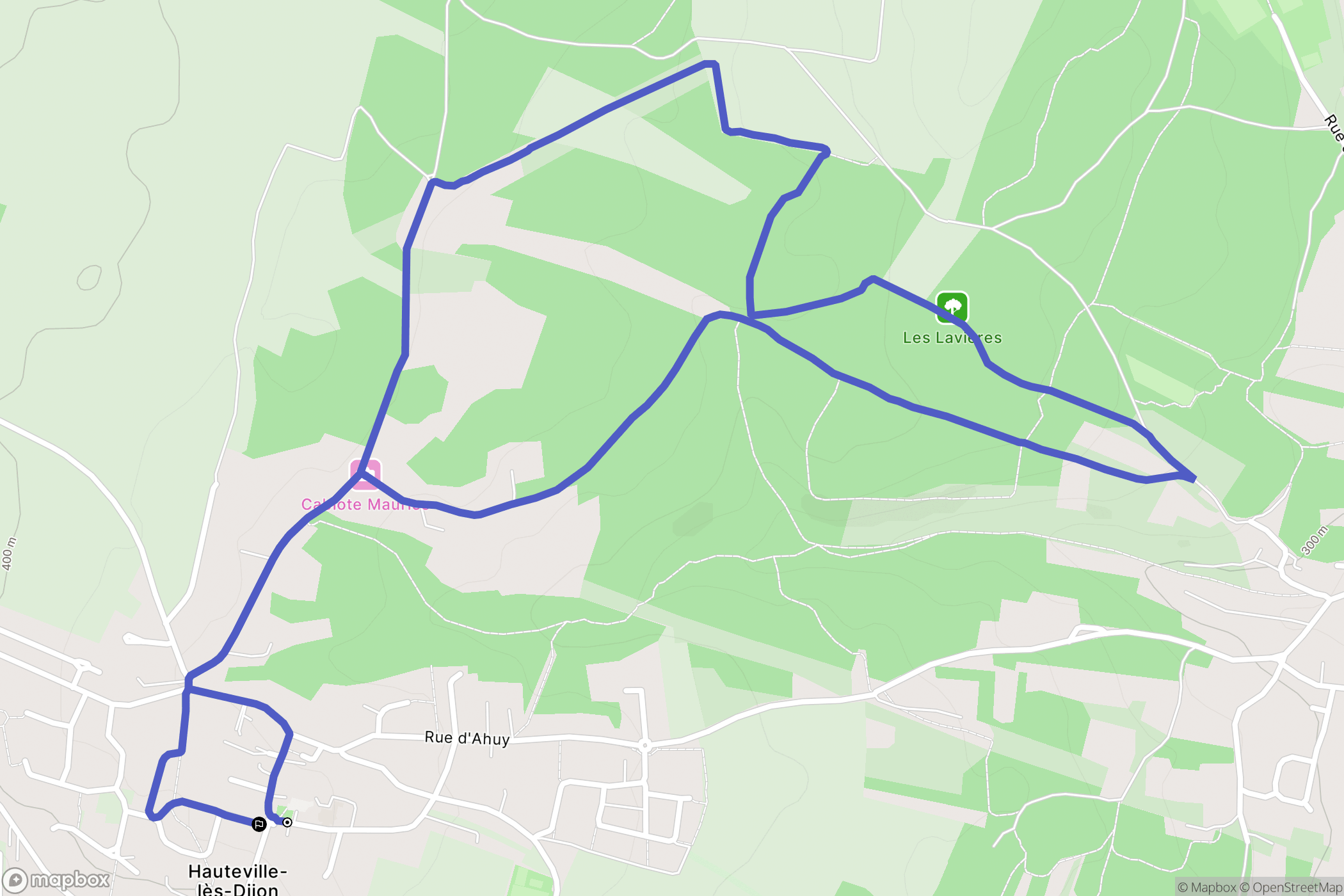 Hauteville-lès-Dijon : carte du parcours de randonnée - France