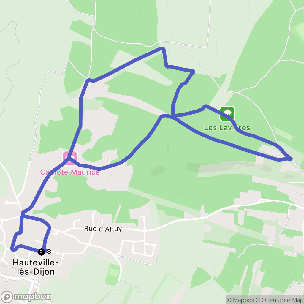 Hauteville-lès-Dijon : carte du parcours de randonnée - France