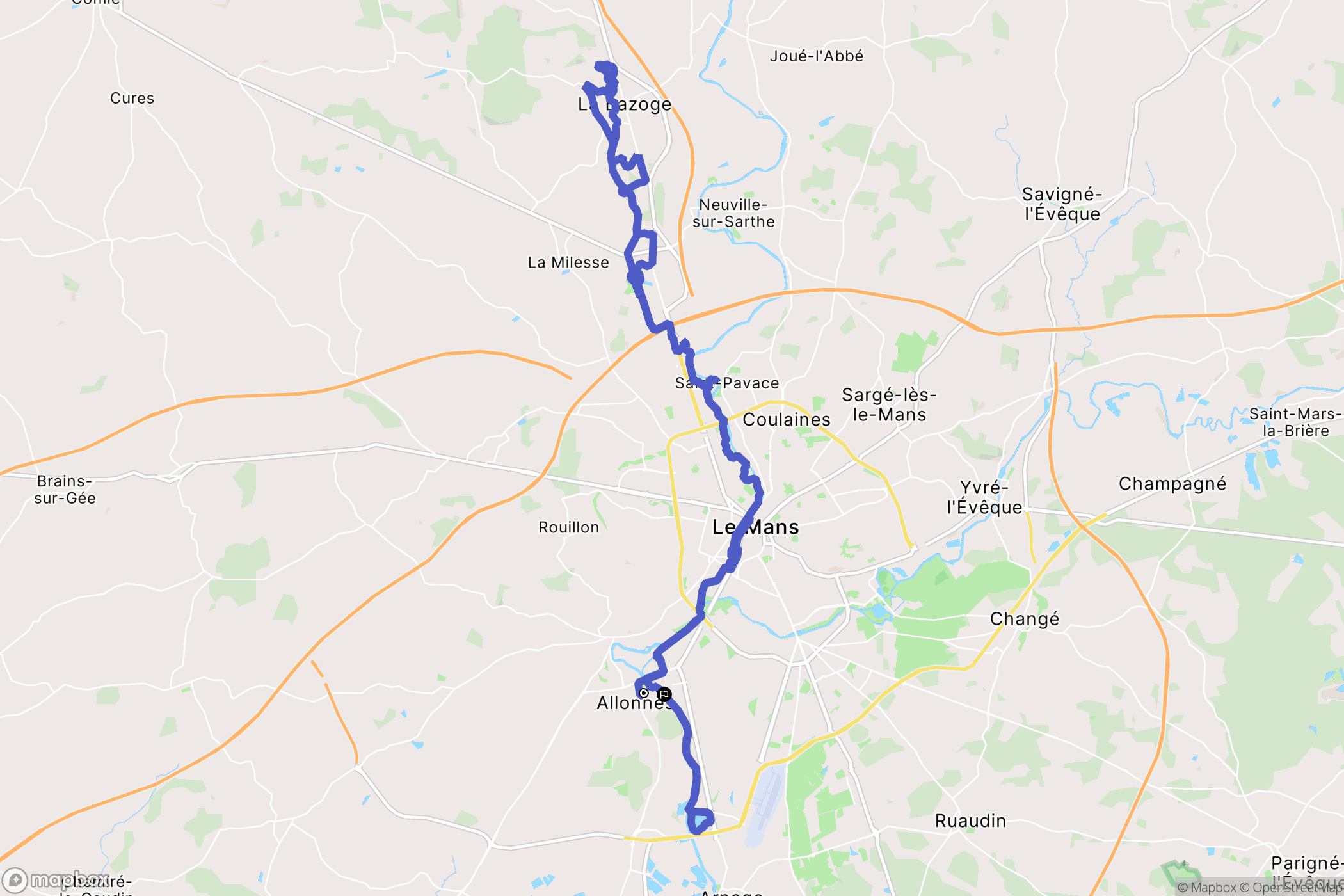 Allonnes : carte du parcours de randonnée - France