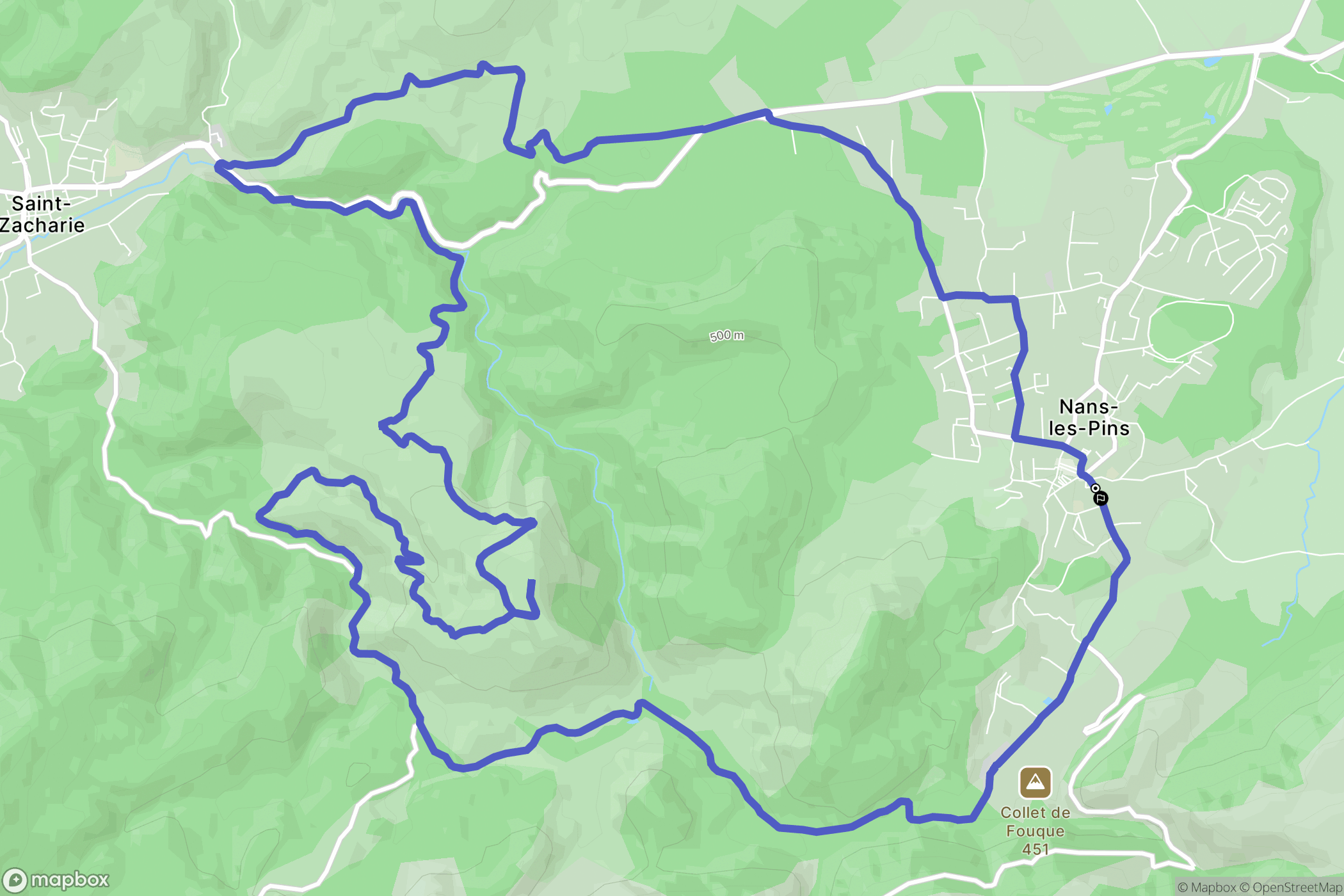 Nans-les-Pins : carte du parcours de randonnée - France