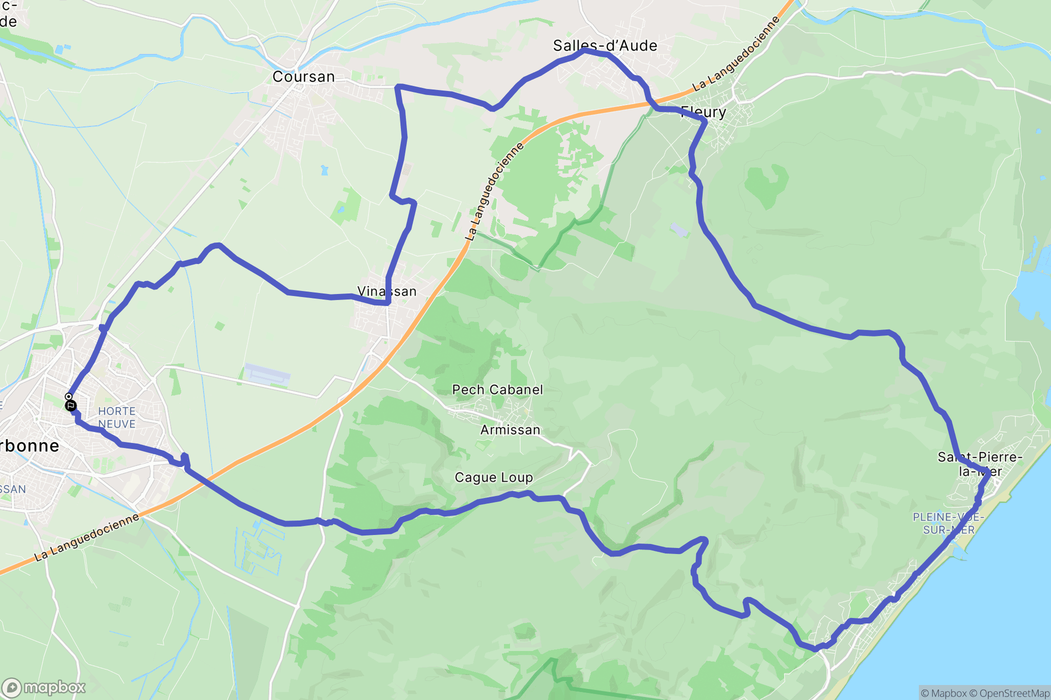 Narbonne : carte du parcours de randonnée - France