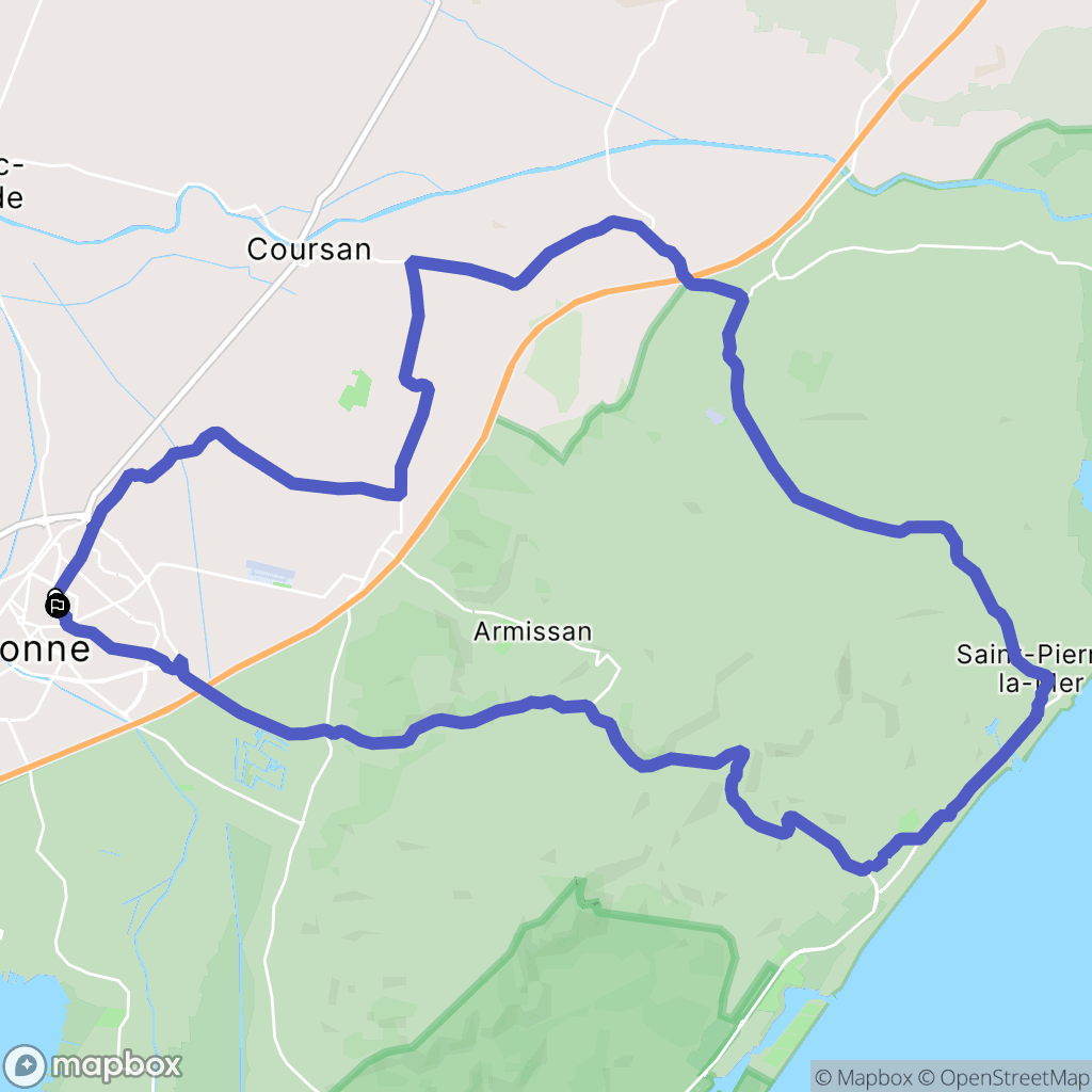 Narbonne : carte du parcours de randonnée - France