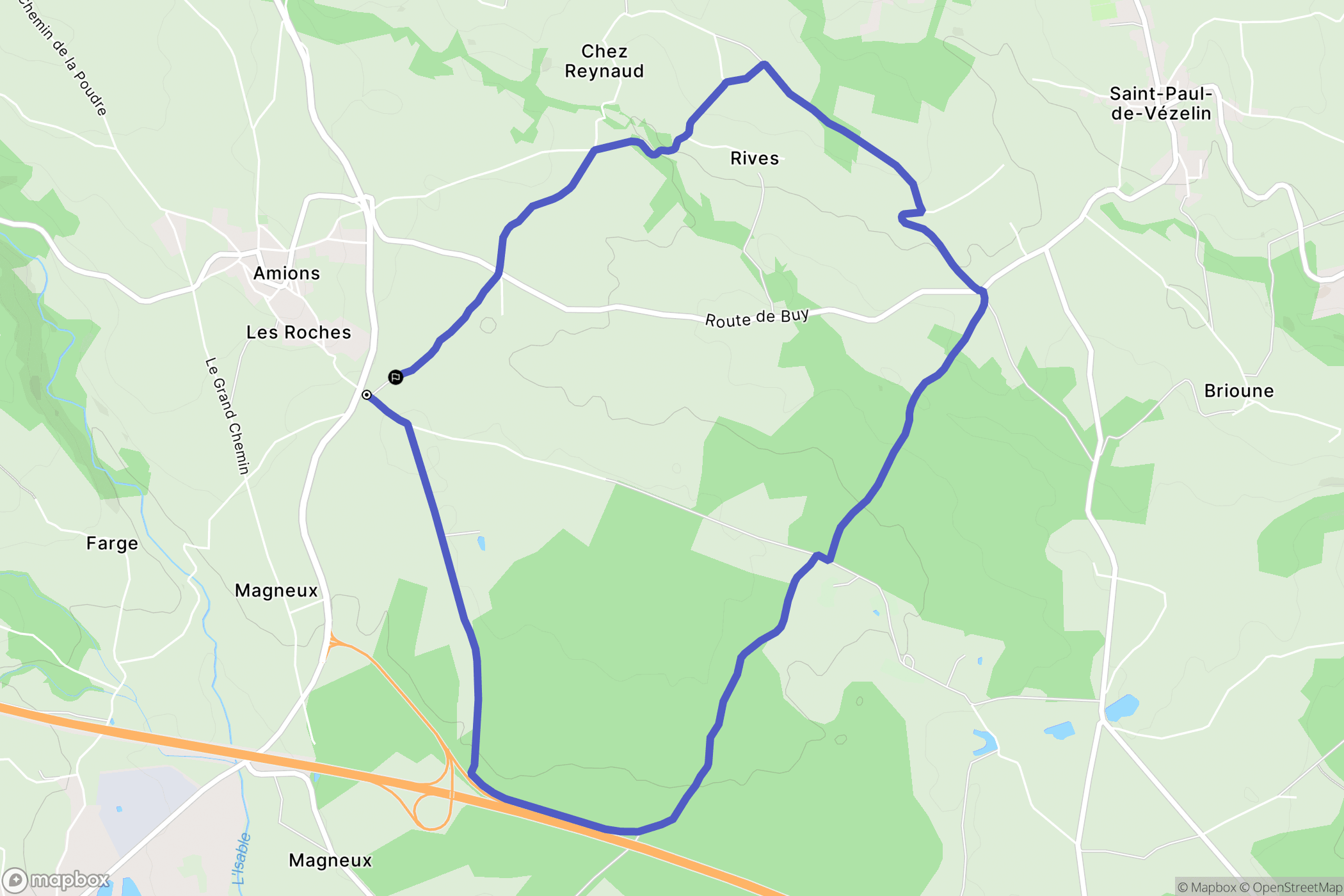Vézelin-sur-Loire : carte du parcours de randonnée - France
