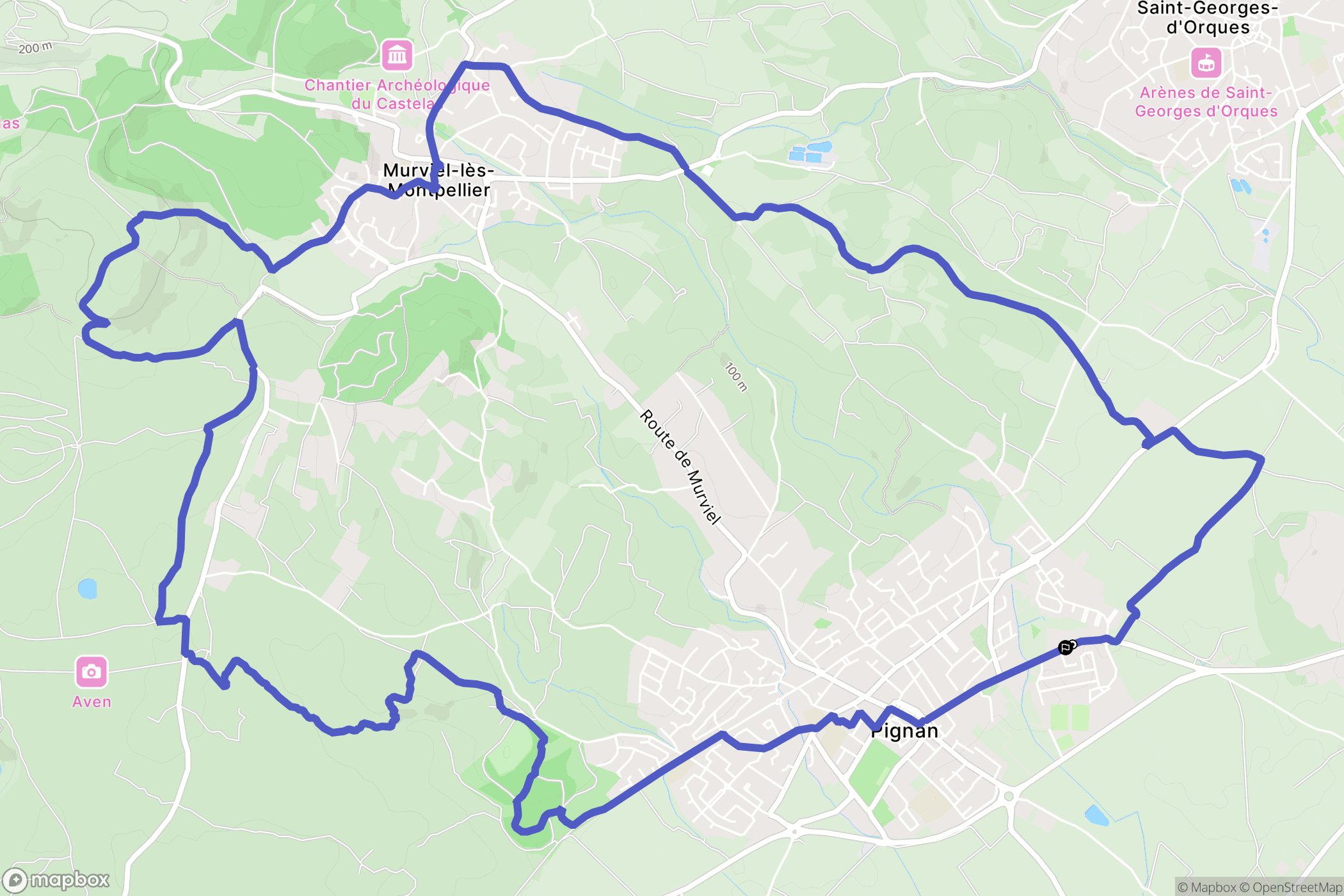 Pignan : carte du parcours de randonnée - France