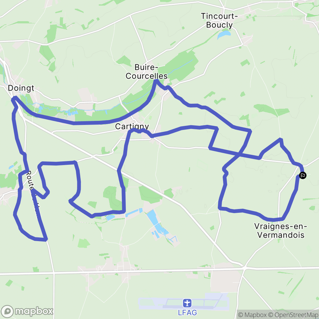 Hancourt : carte du parcours de randonnée - France