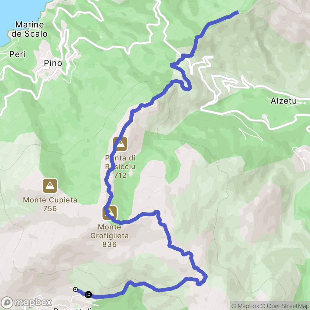 Barrettali : carte du parcours de randonnée - France