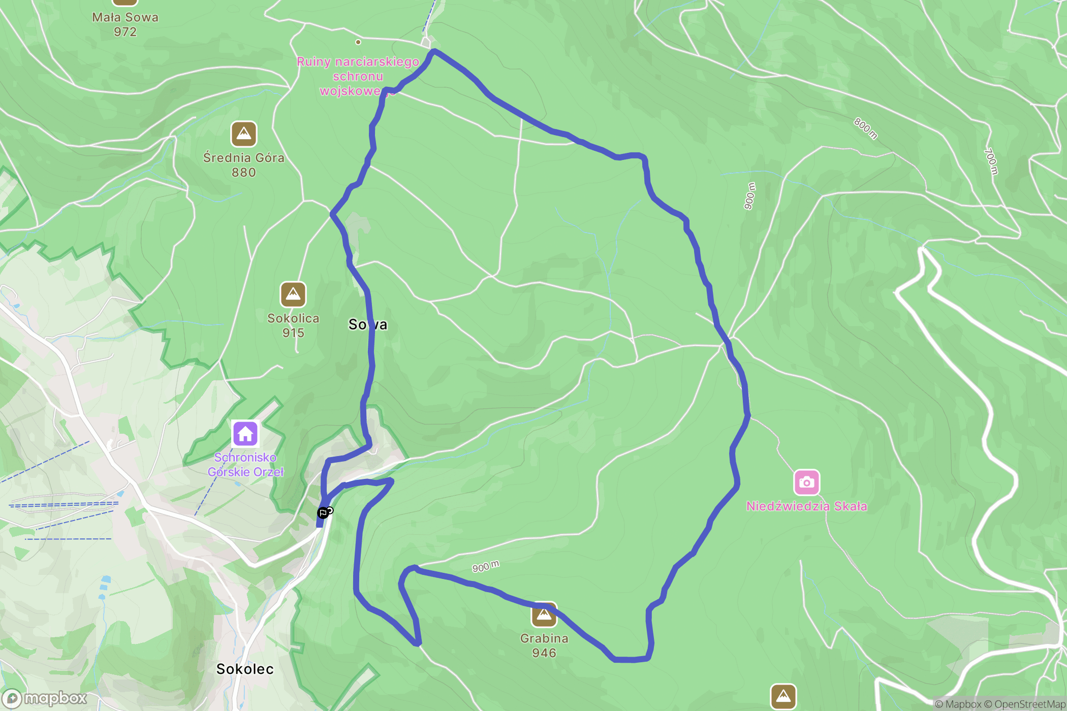 Sokolec: mapa trasy - Poland
