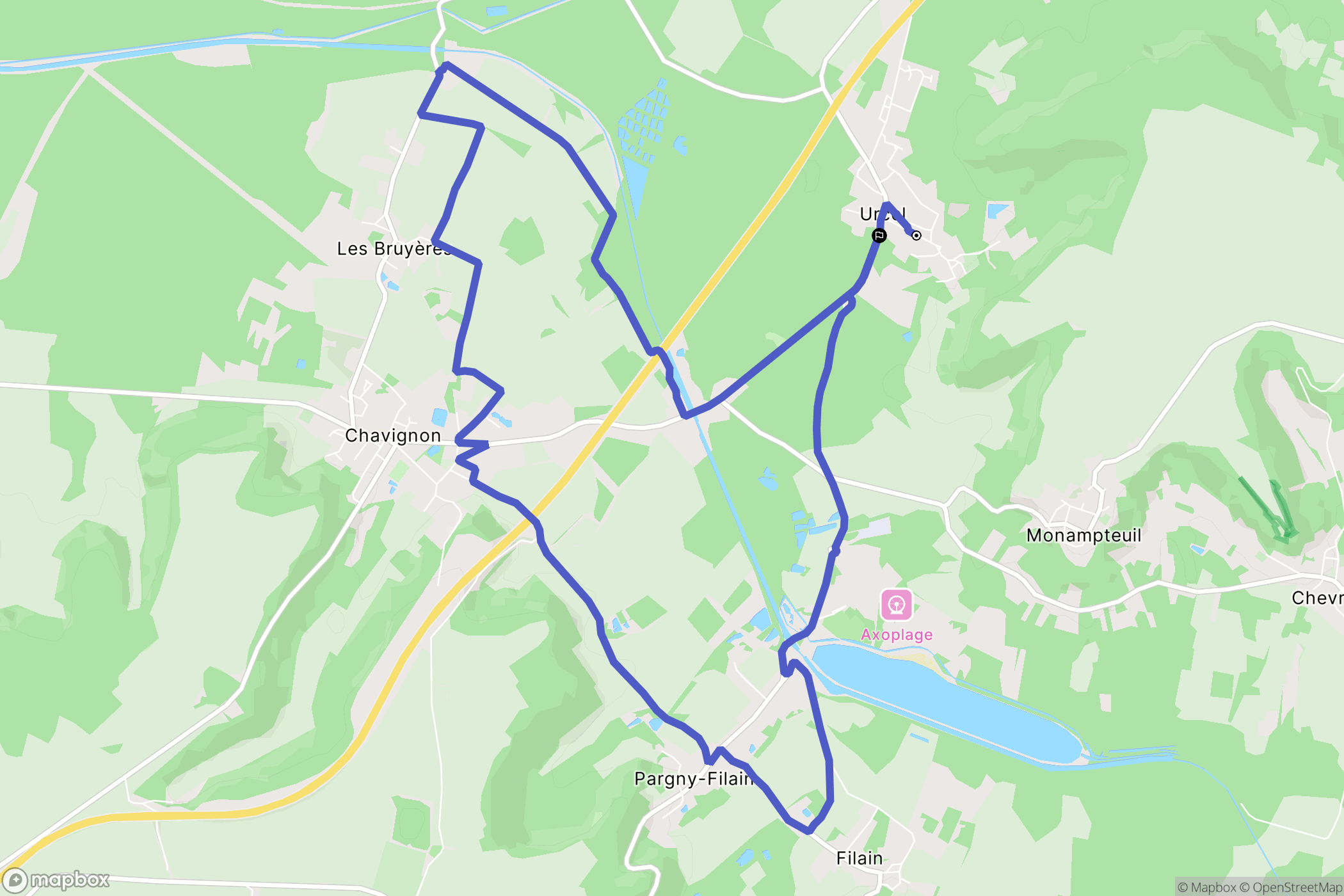 Urcel : carte du parcours de randonnée - France