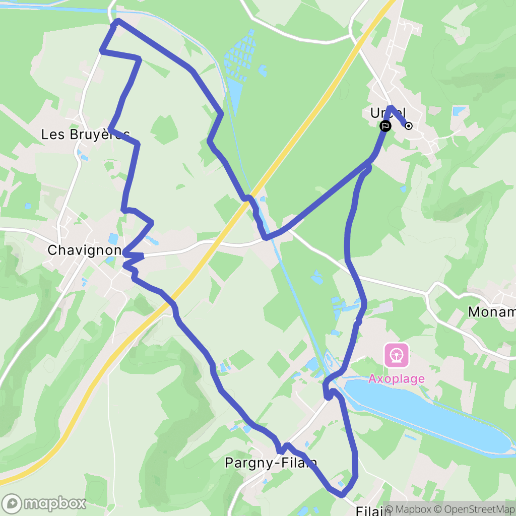Urcel : carte du parcours de randonnée - France