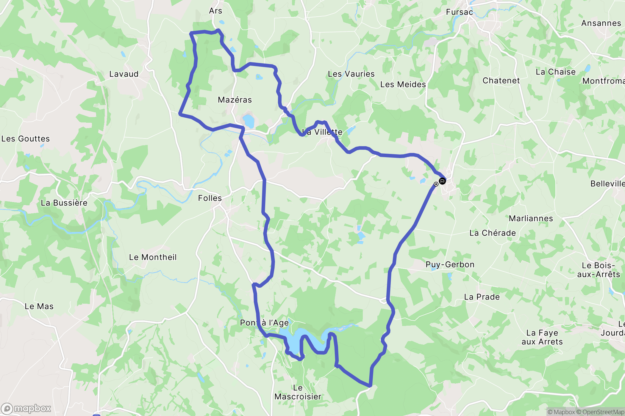 Fursac : carte du parcours de randonnée - France