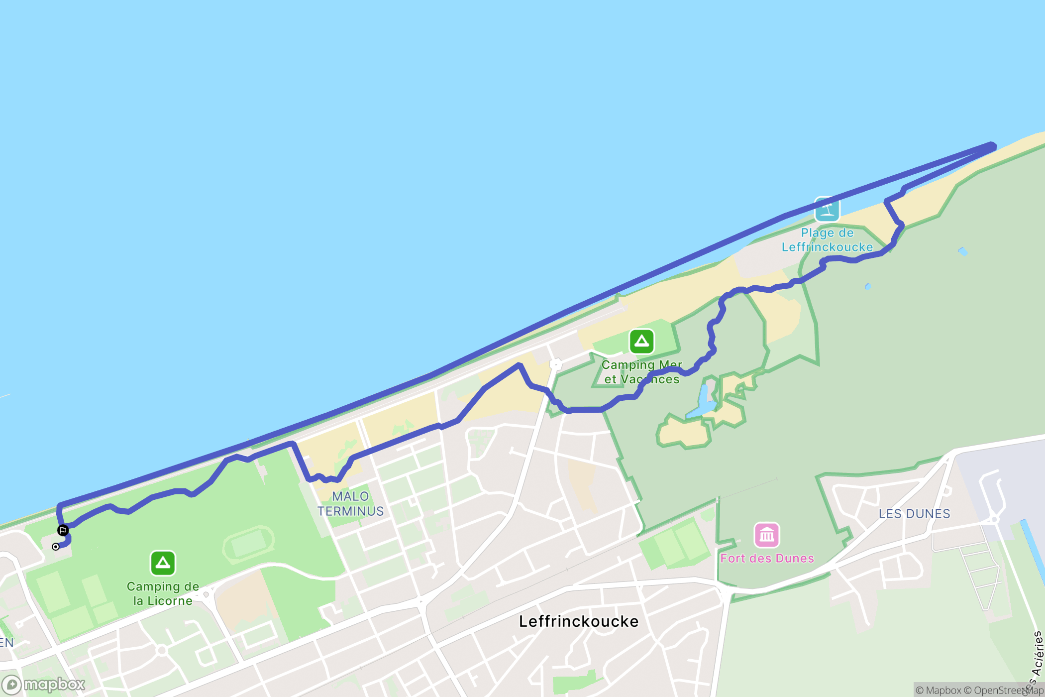 Dunkirk : carte du parcours de randonnée - France