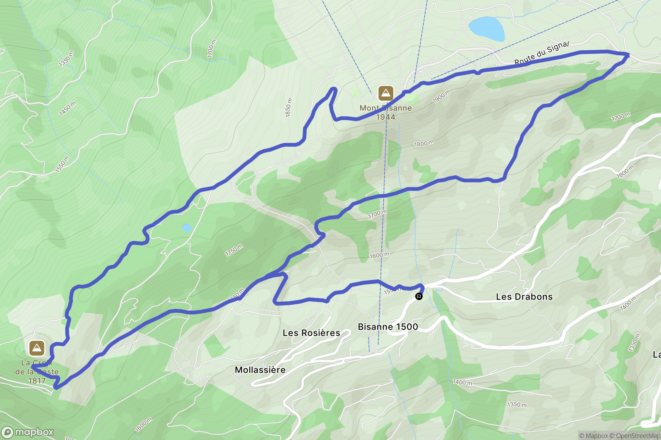 Villard-sur-Doron : carte du parcours de randonnée - France